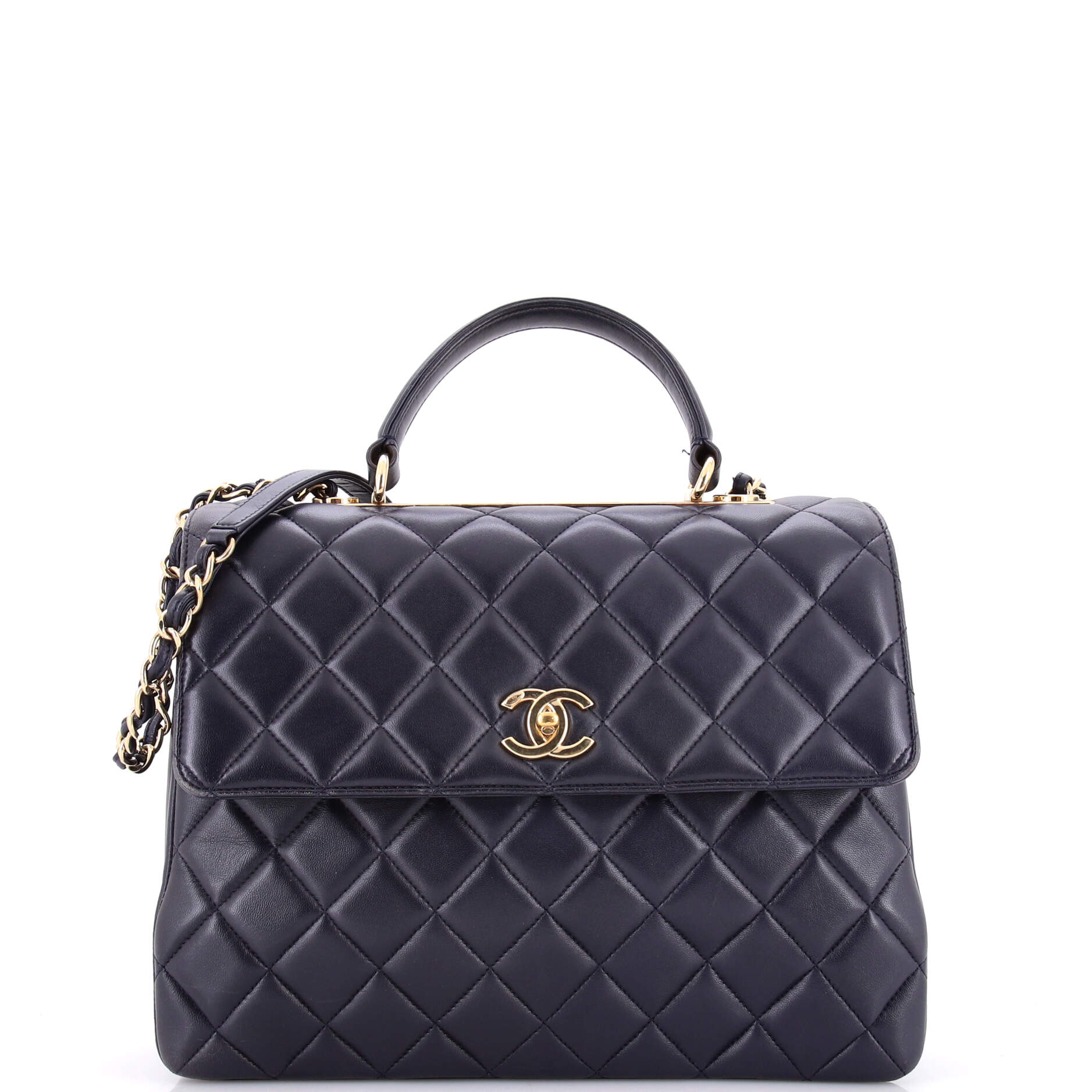 Trendy CC Top Handle Bag Quilted Lambskin Large
