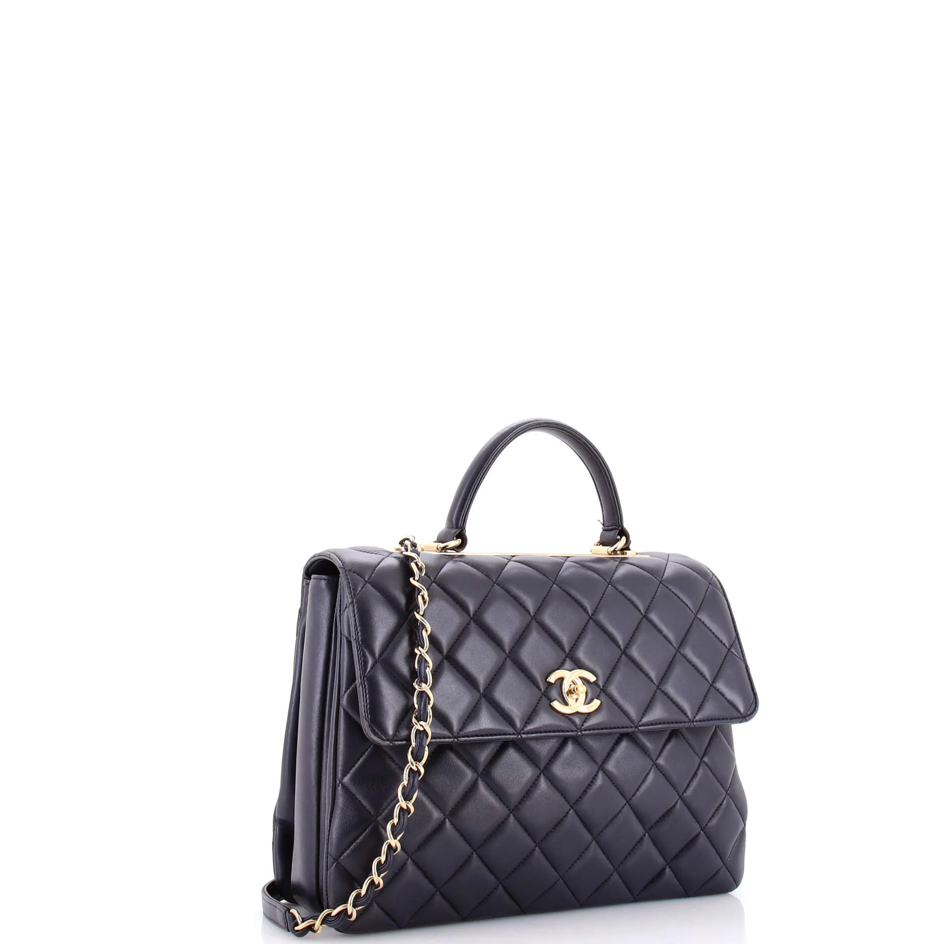 Trendy CC Top Handle Bag Quilted Lambskin Large - Image 2