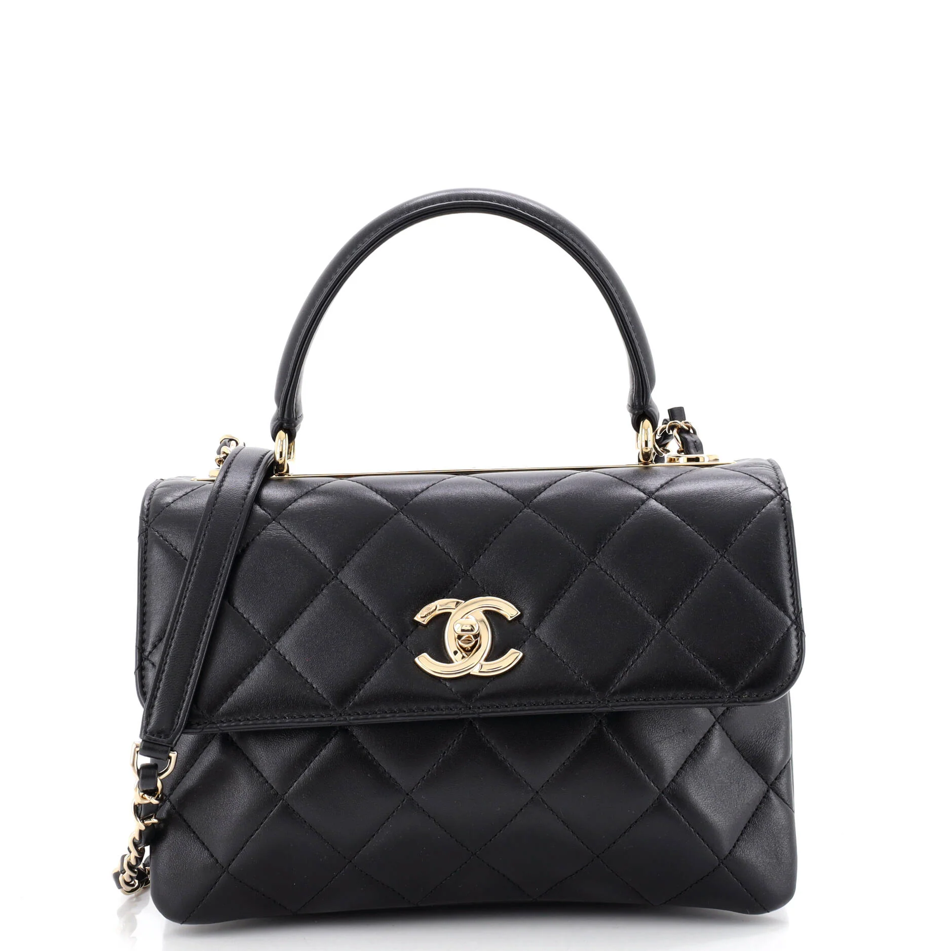 Trendy CC Top Handle Bag Quilted Lambskin Small