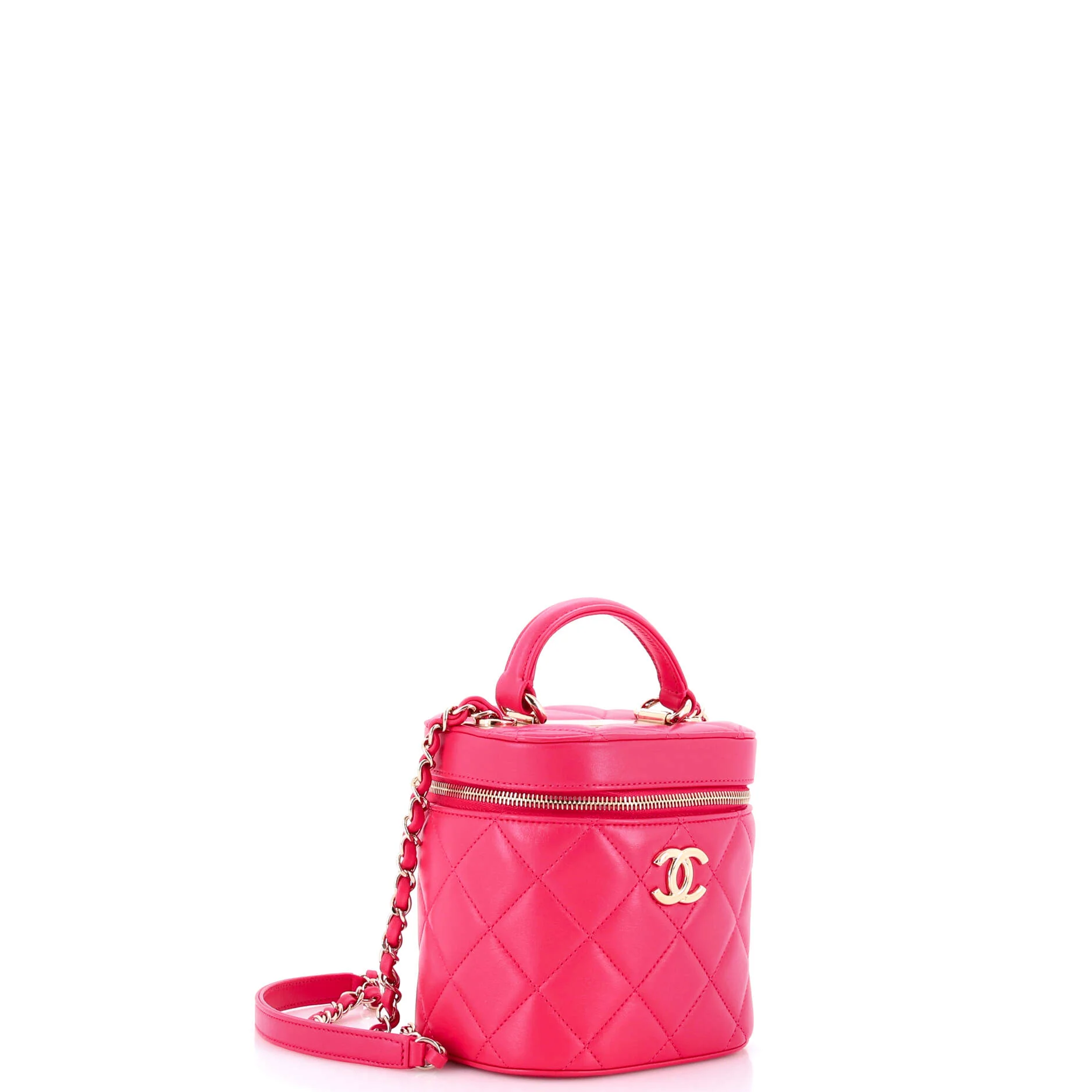 Trendy CC Top Handle Vanity Case Quilted Lambskin Small - Image 2