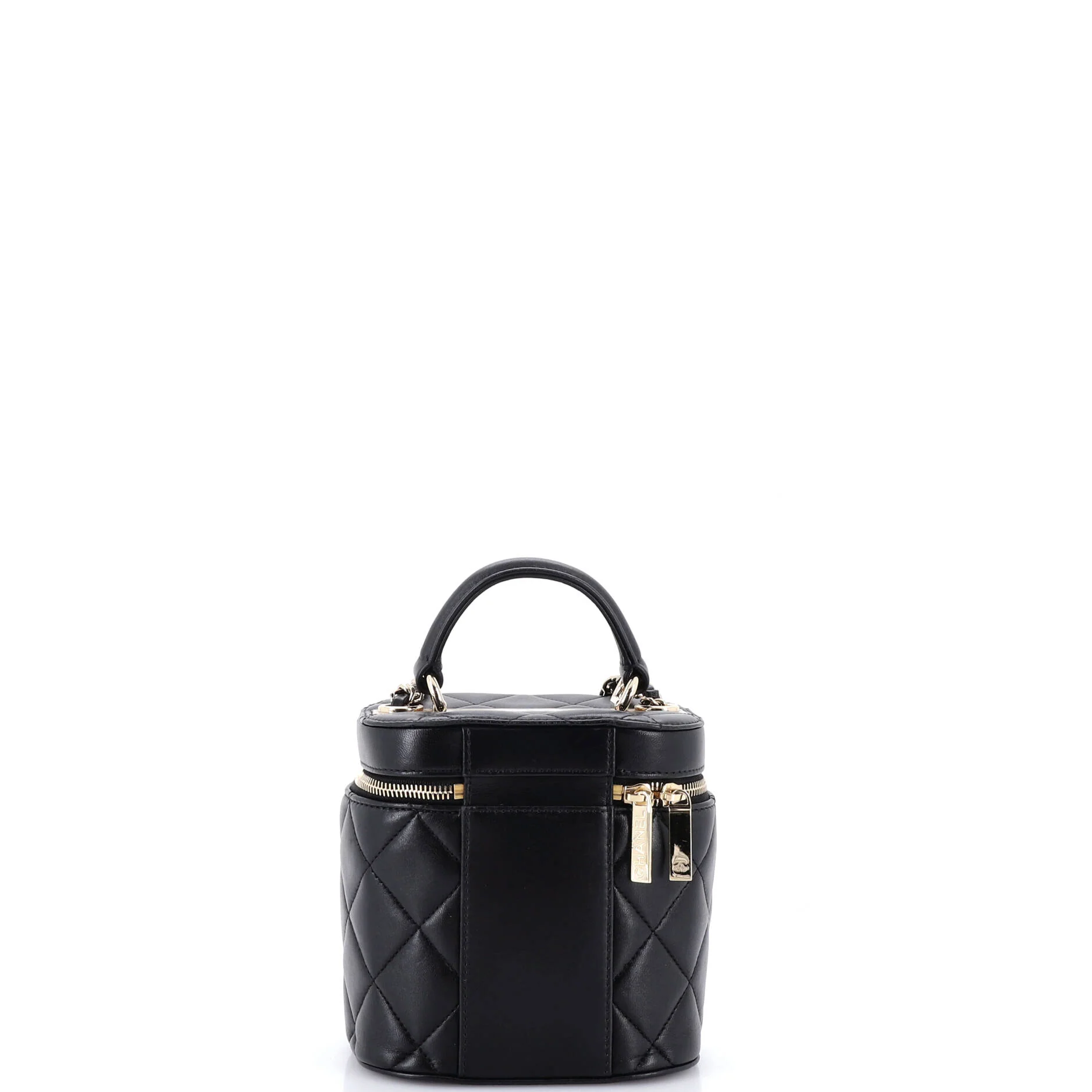 Trendy CC Top Handle Vanity Case Quilted Lambskin Small - Image 4