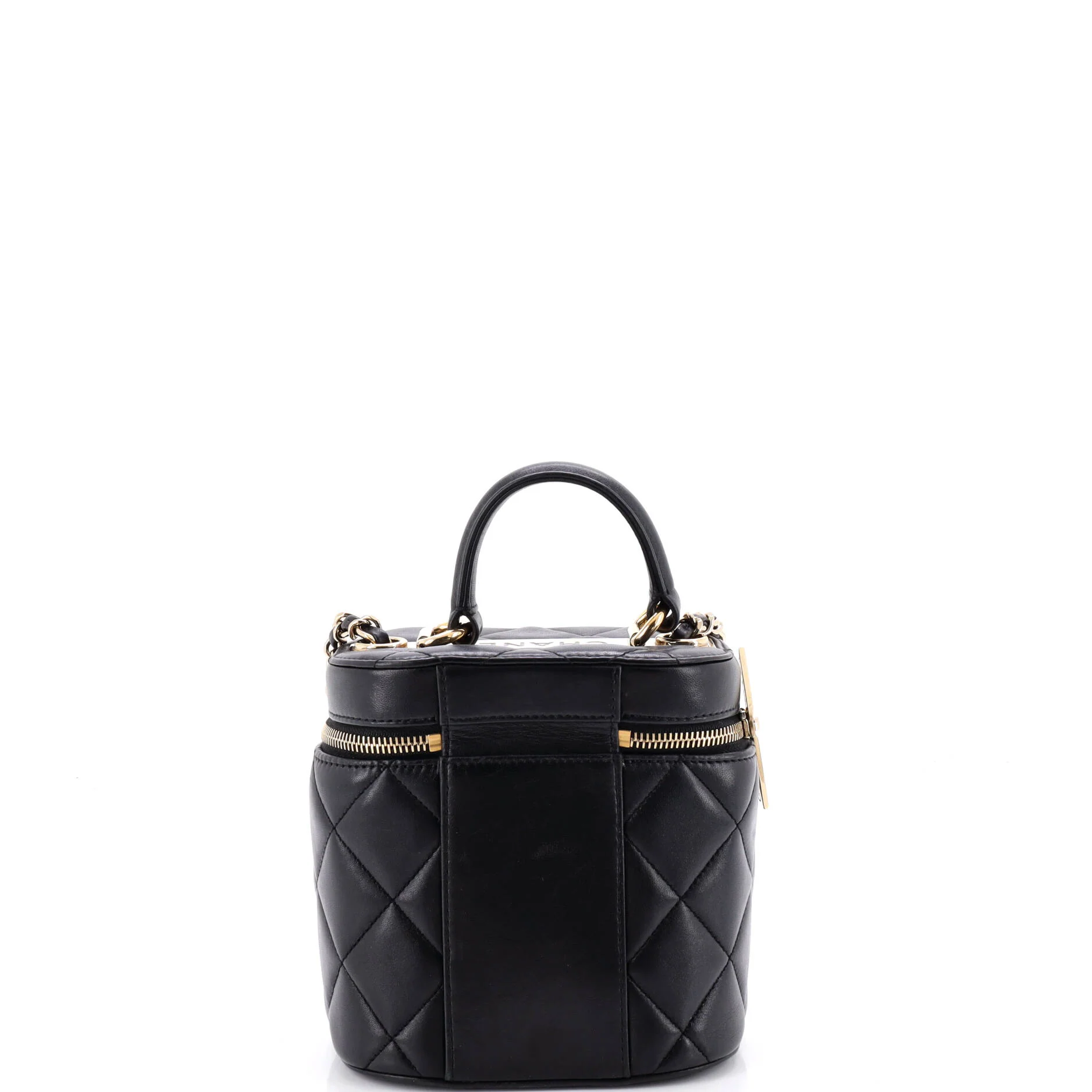 Trendy CC Top Handle Vanity Case Quilted Lambskin Small - Image 3