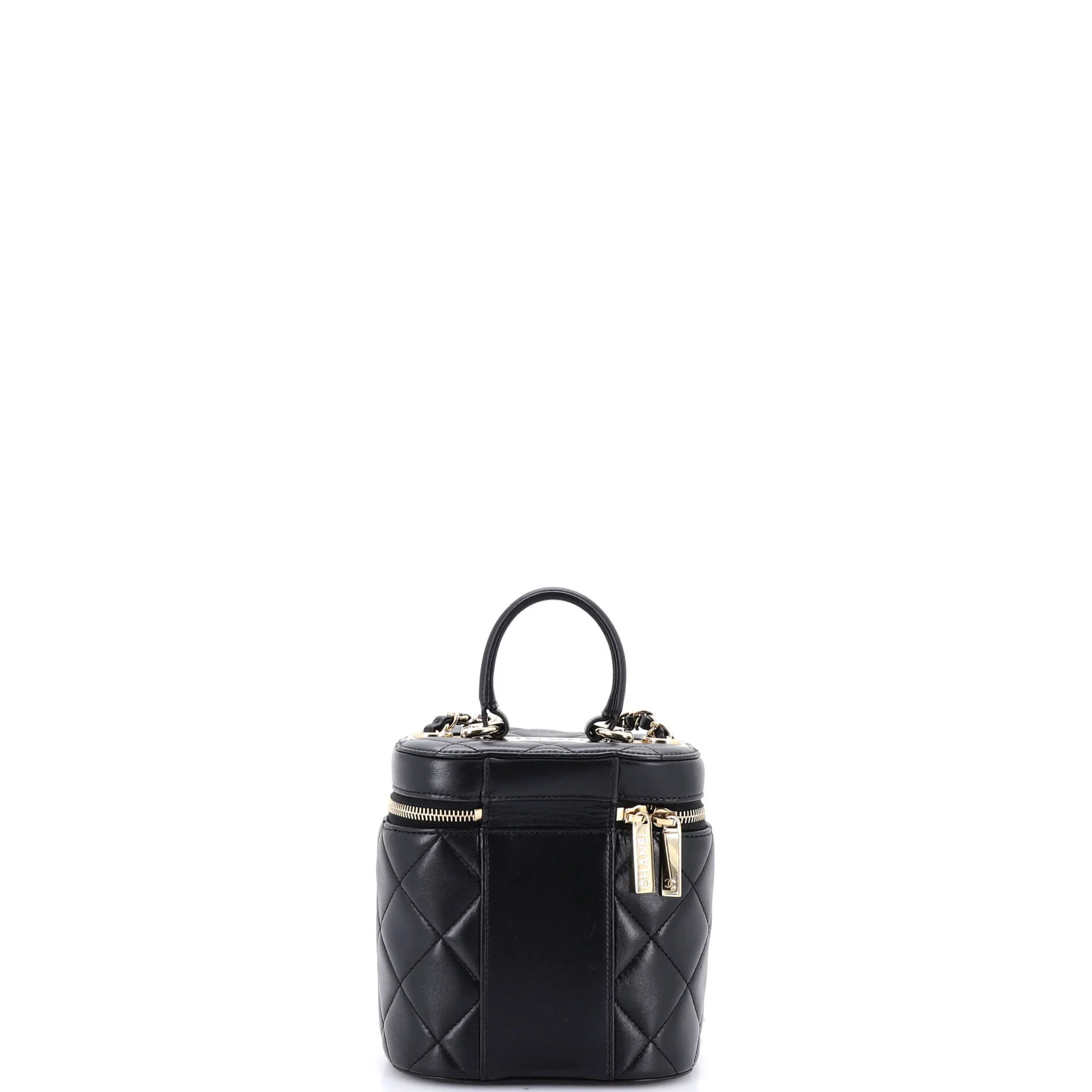 Trendy CC Top Handle Vanity Case Quilted Lambskin Small - Image 3