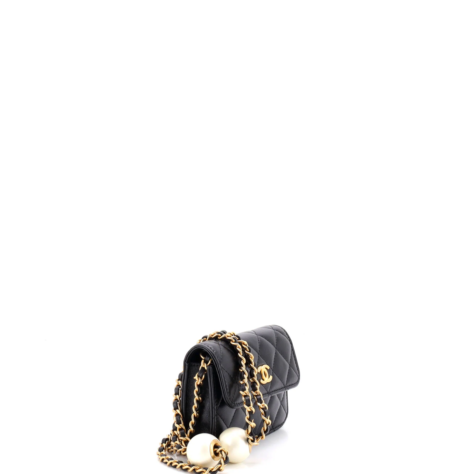 Twin Pearl Clutch with Adjustable Chain Quilted Lambskin Mini - Image 2