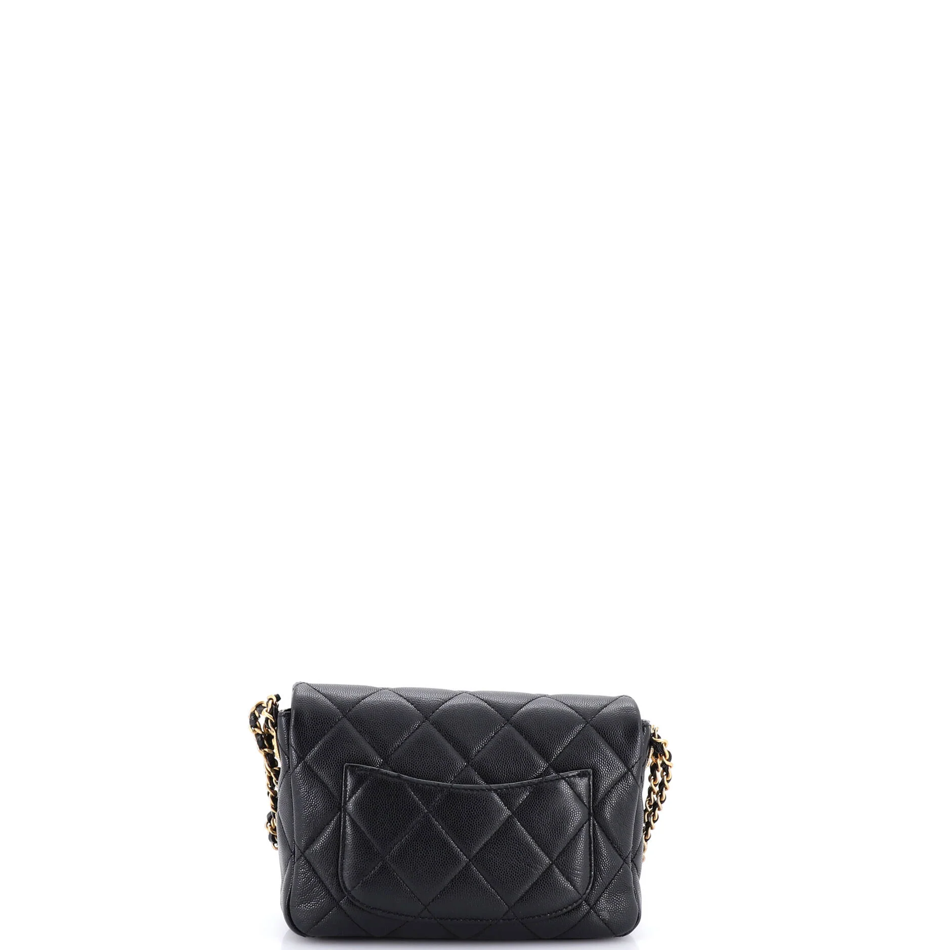 Twist Your Buttons Flap Bag Quilted Caviar Small - Image 3
