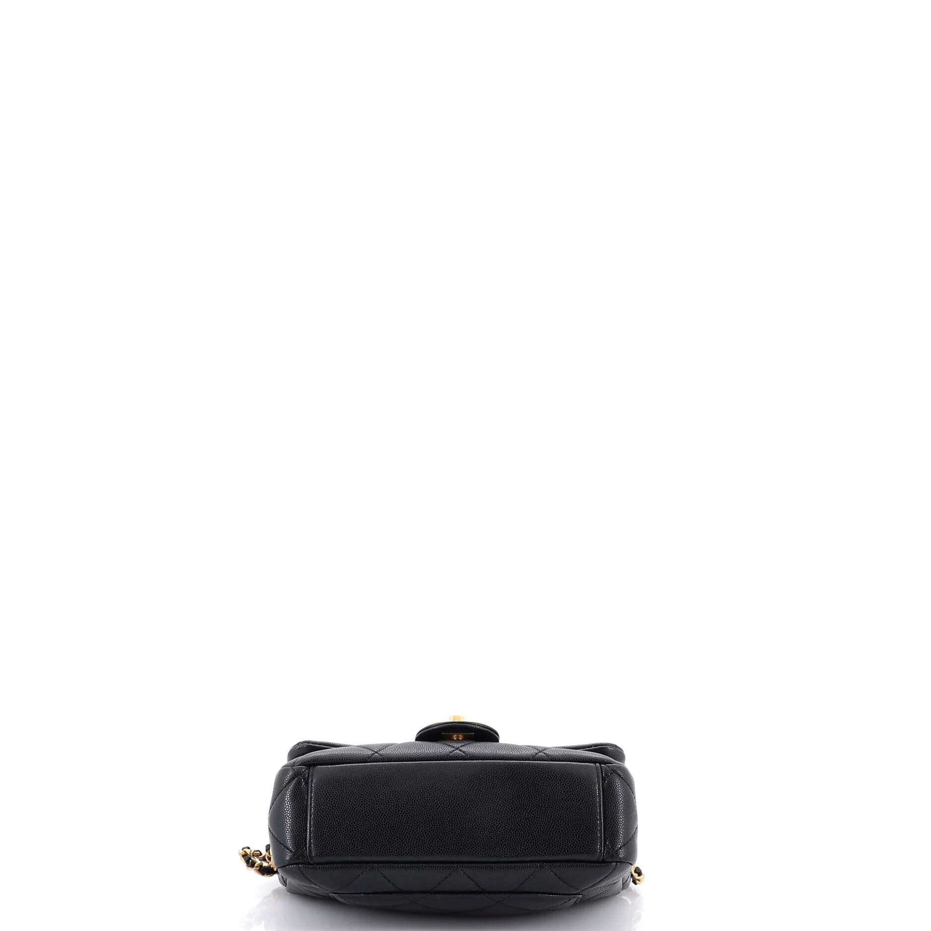 Twist Your Buttons Flap Bag Quilted Caviar Small - Image 4