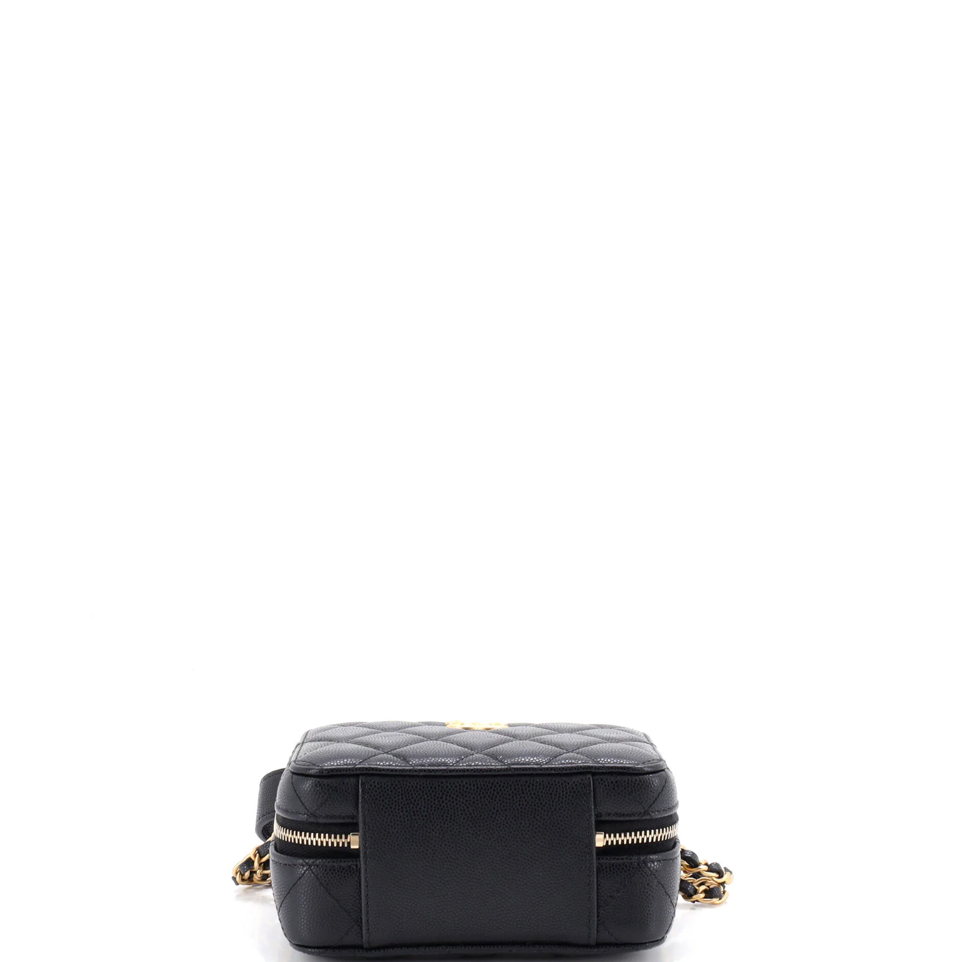 Twist Your Buttons Zip Around Vanity Case with Chain Quilted Caviar - Image 4
