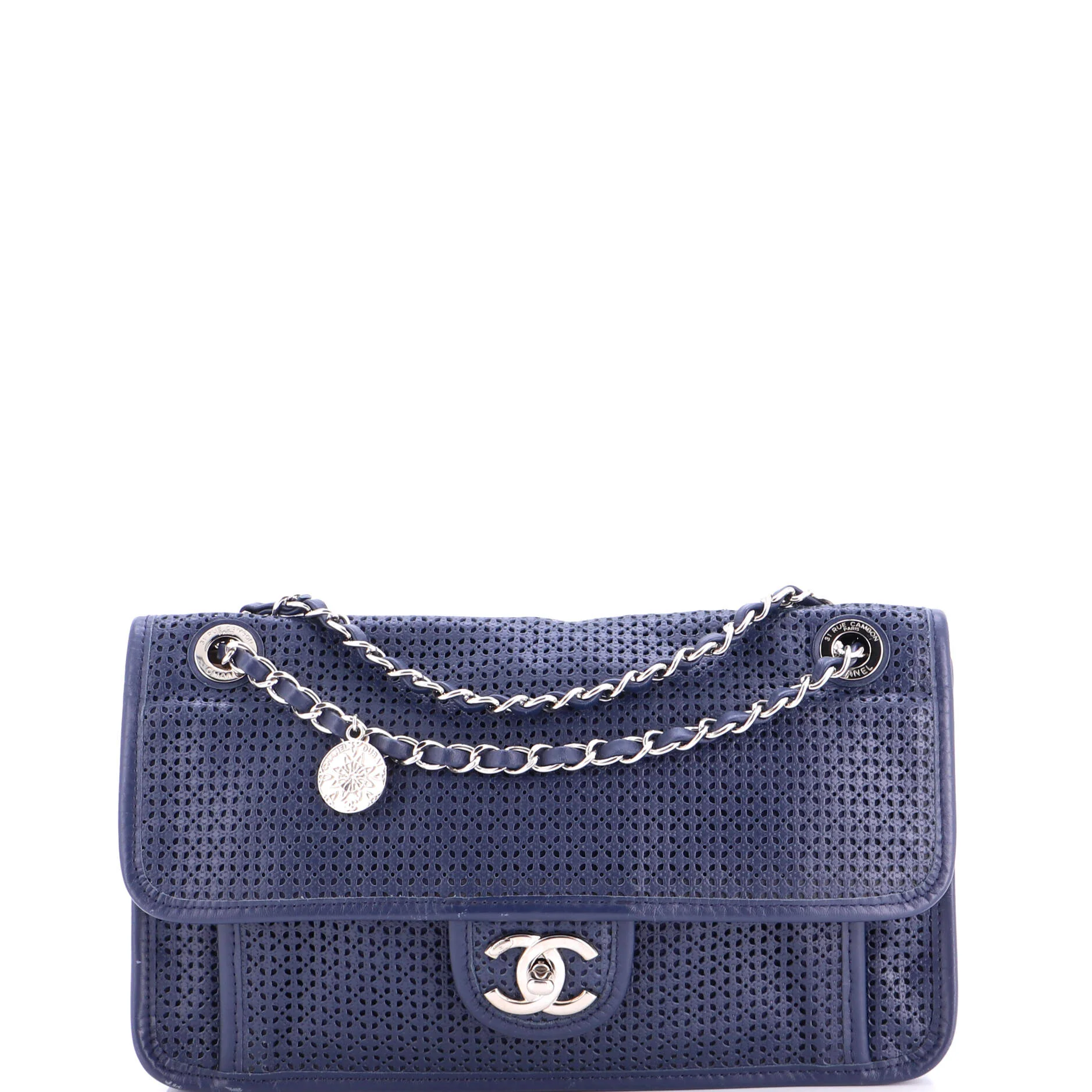 Up In The Air Medallion Flap Bag Perforated Leather Medium