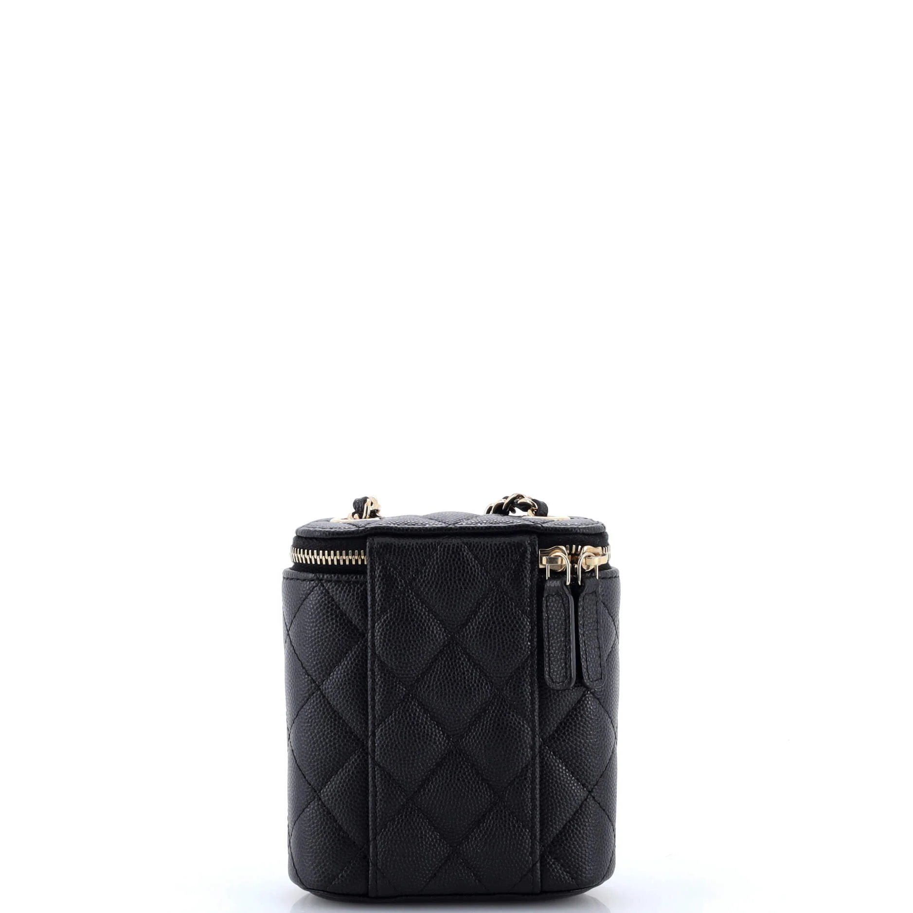 Vertical Classic Vanity Case with Chain Quilted Caviar Mini - Image 3