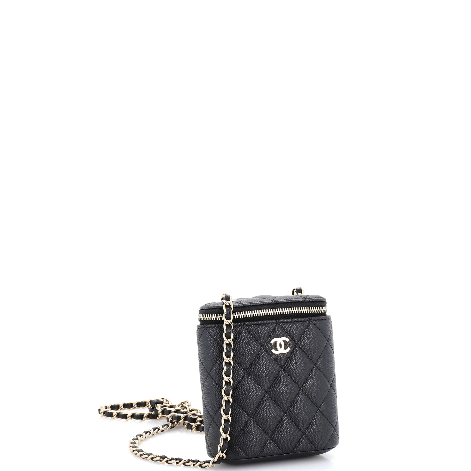 Vertical Classic Vanity Case with Chain Quilted Caviar Mini - Image 2