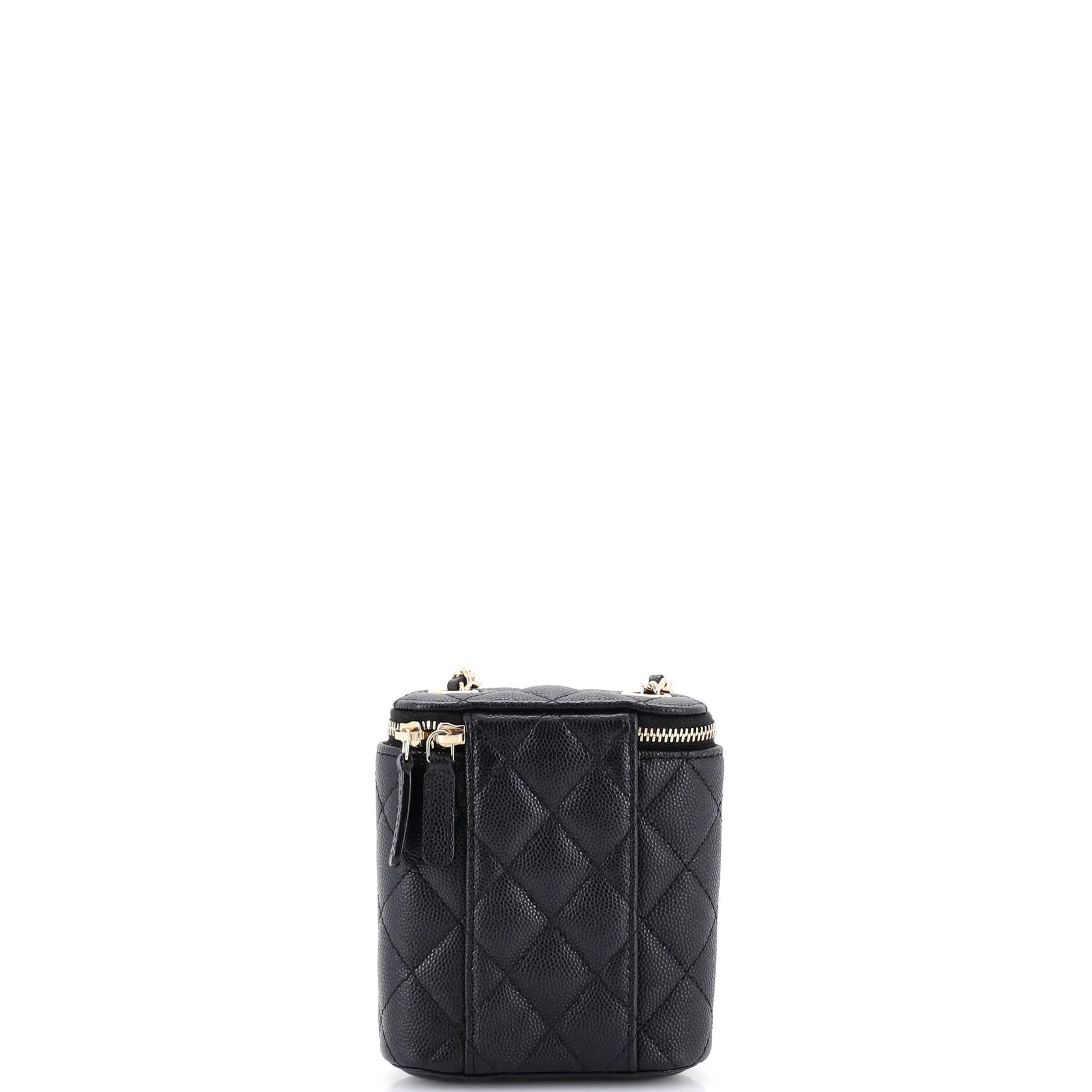 Vertical Classic Vanity Case with Chain Quilted Caviar Mini - Image 3
