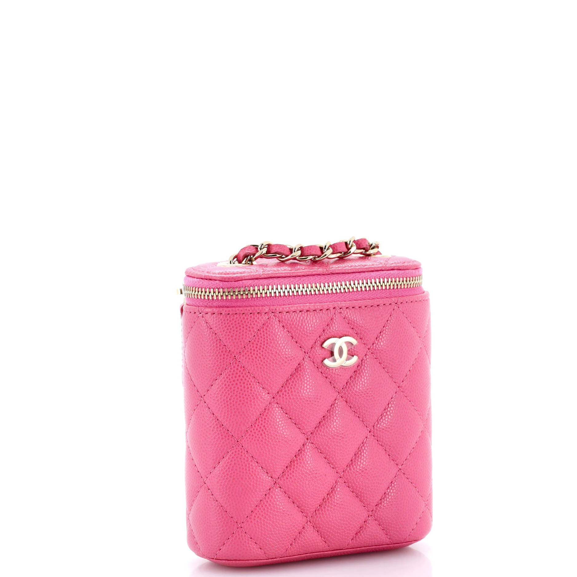 Vertical Classic Vanity Case with Chain Quilted Caviar Mini - Image 3