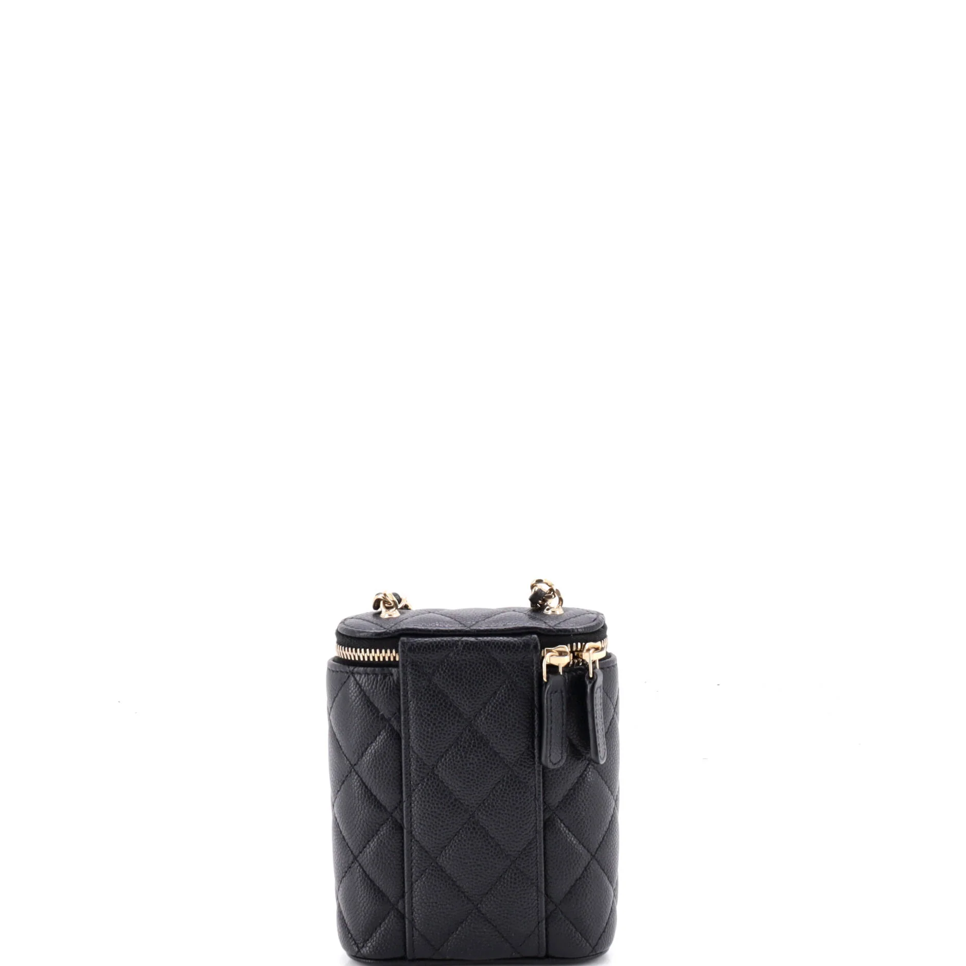 Vertical Classic Vanity Case with Chain Quilted Caviar Mini - Image 3