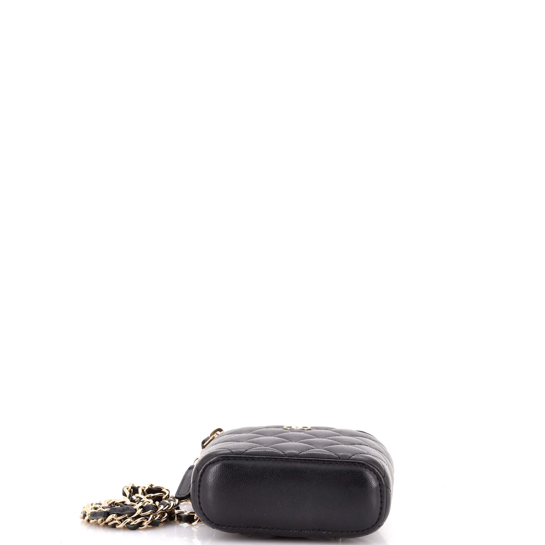 Vertical Classic Vanity Case with Chain Quilted Caviar Small - Image 4