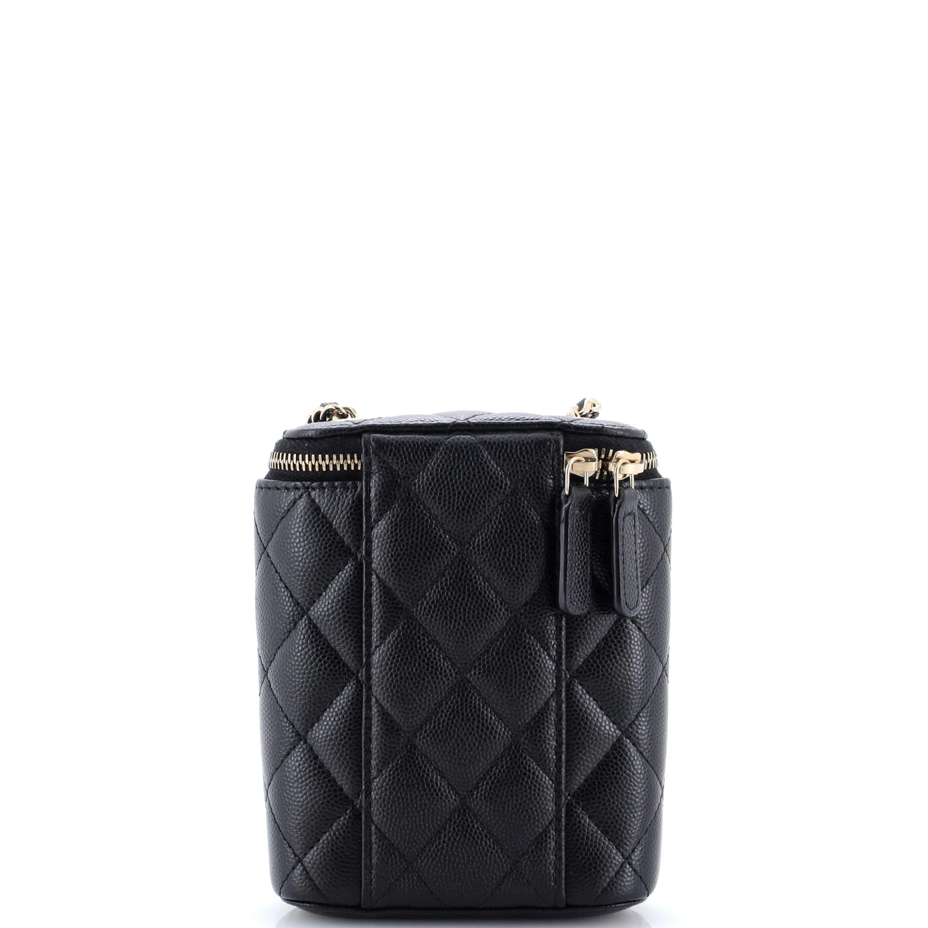 Vertical Classic Vanity Case with Chain Quilted Caviar Small - Image 3