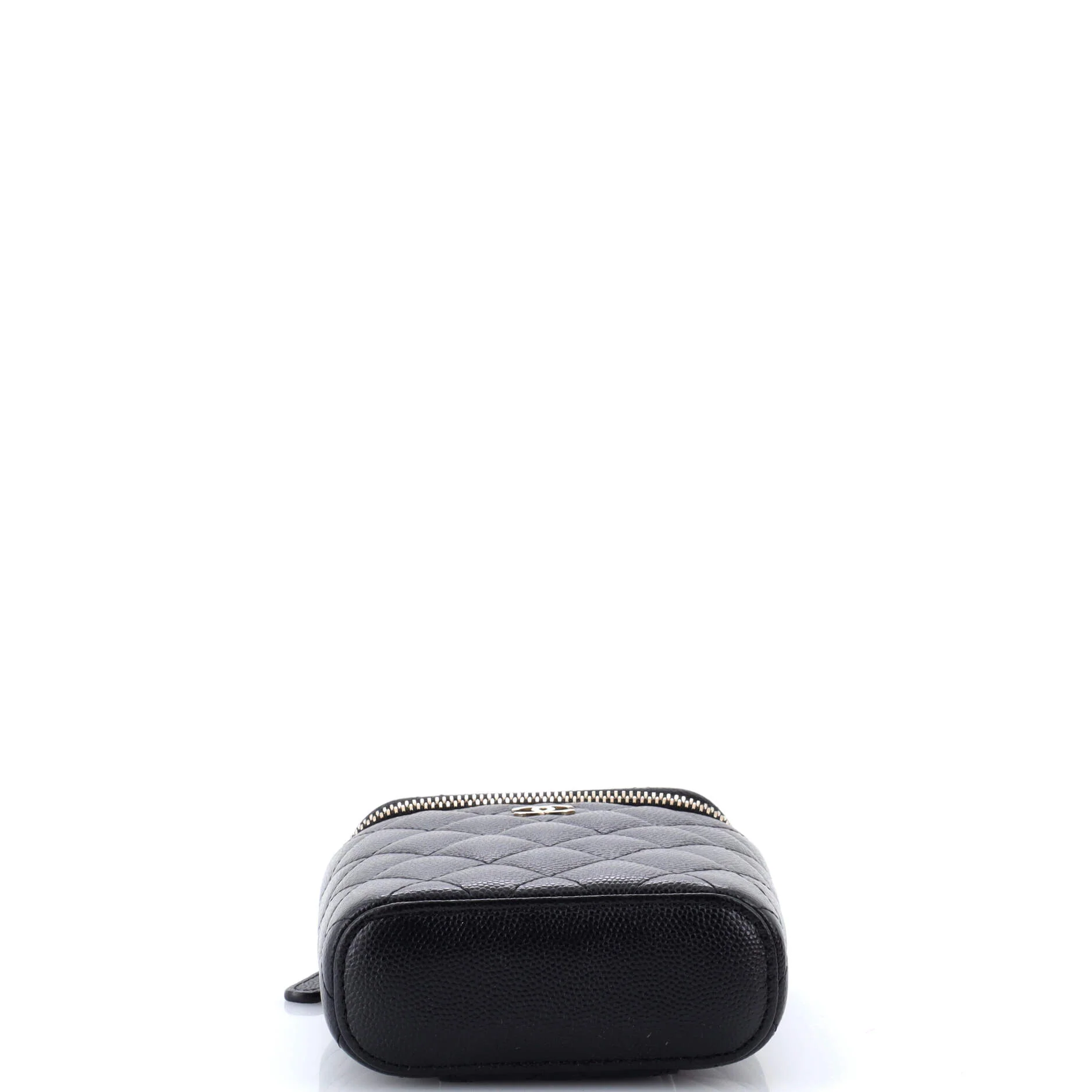 Vertical Classic Vanity Case with Chain Quilted Caviar Small - Image 4