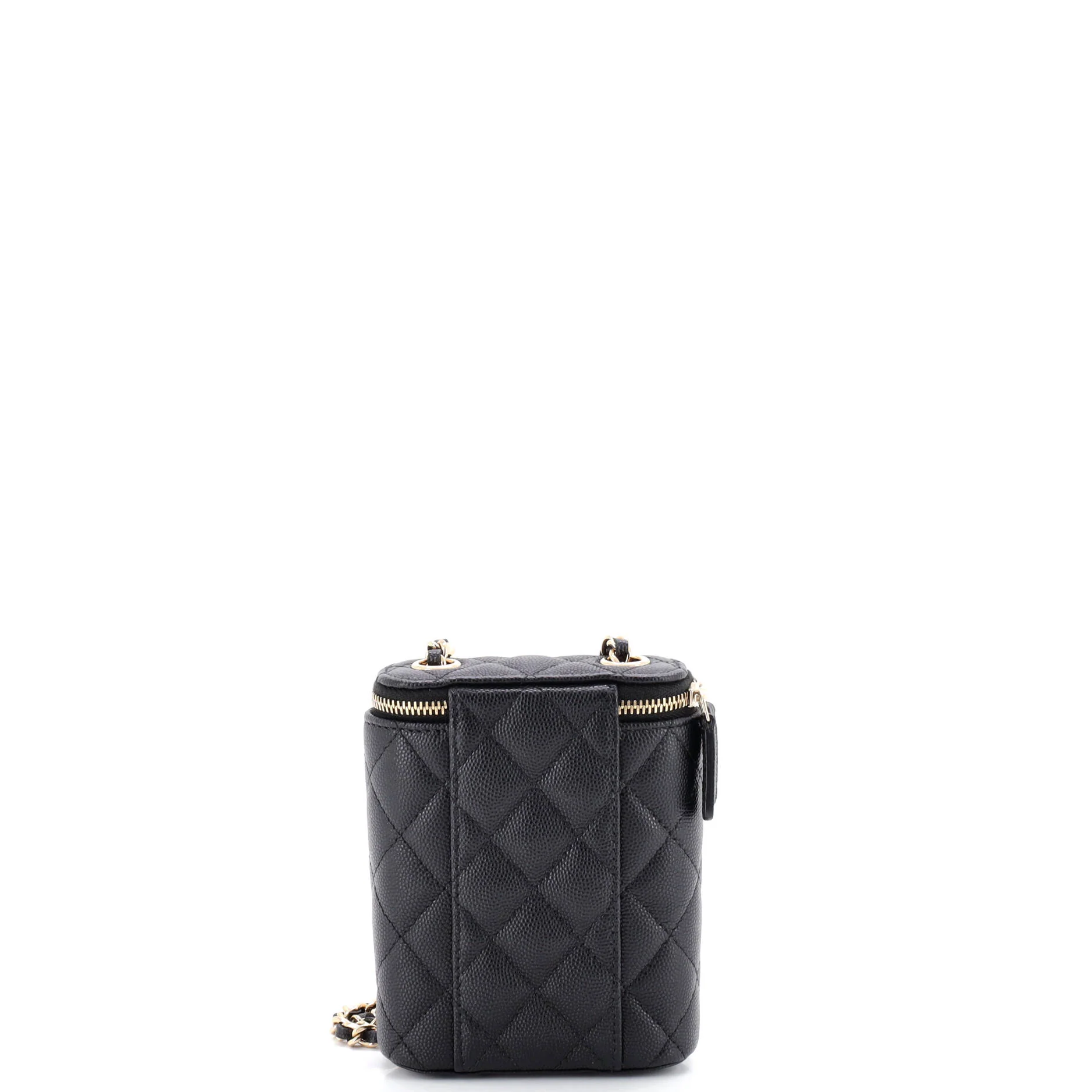 Vertical Classic Vanity Case with Chain Quilted Caviar Small - Image 3