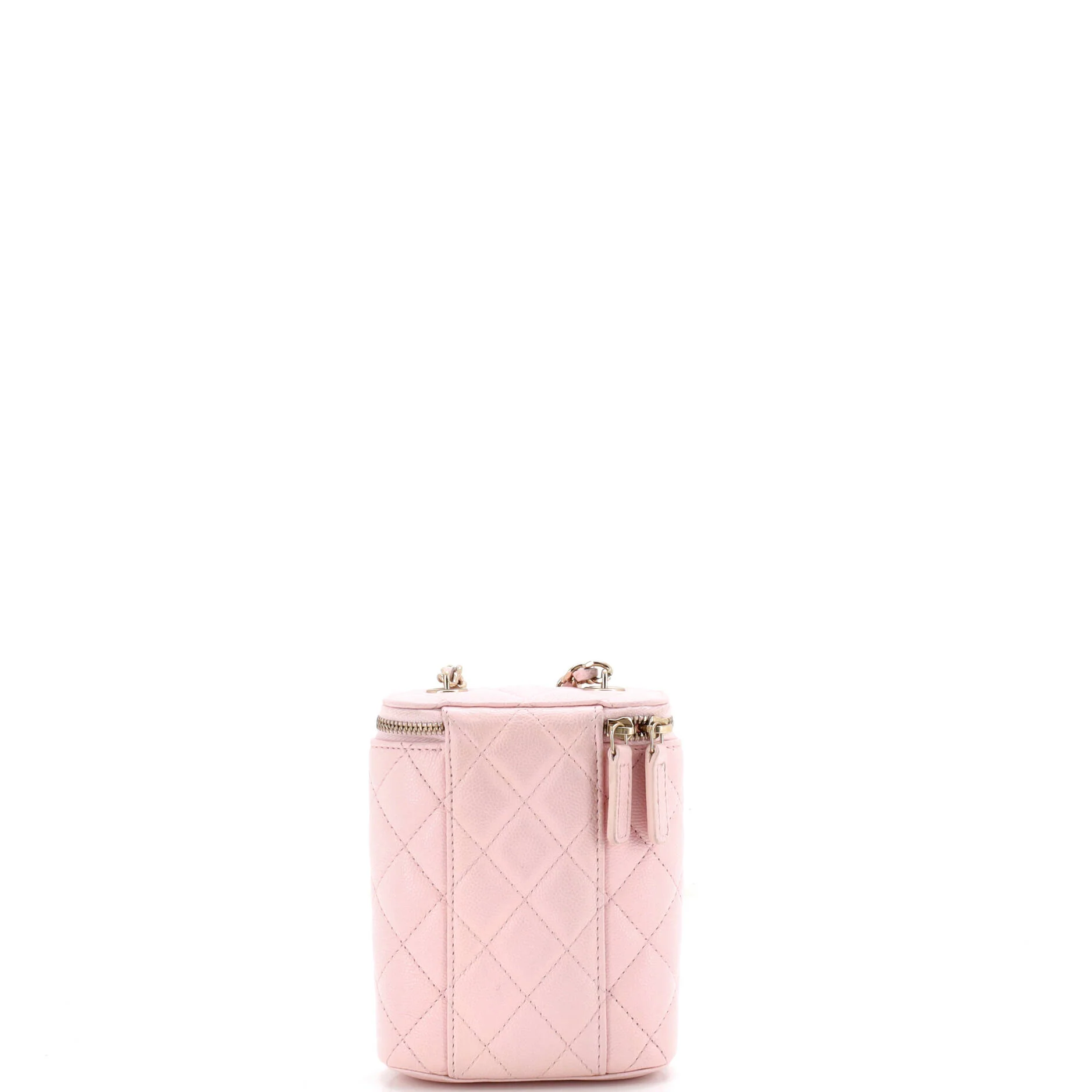 Vertical Classic Vanity Case with Chain Quilted Caviar Small - Image 3