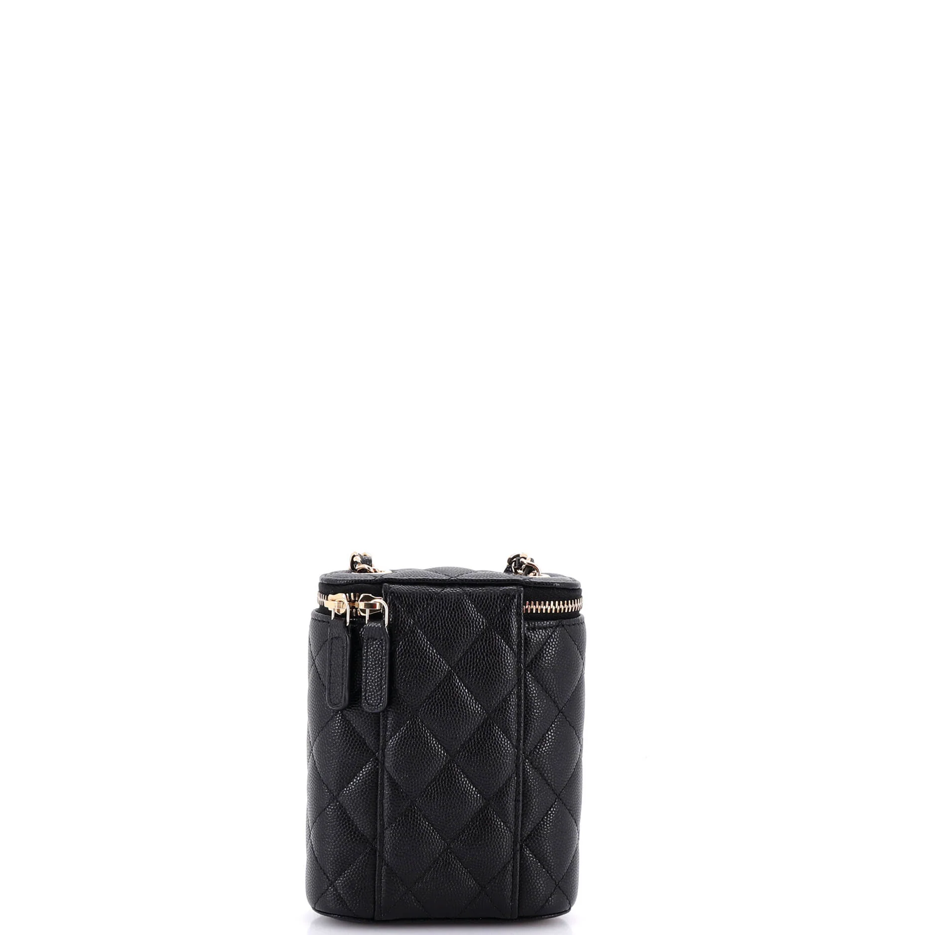 Vertical Classic Vanity Case with Chain Quilted Caviar Small - Image 3