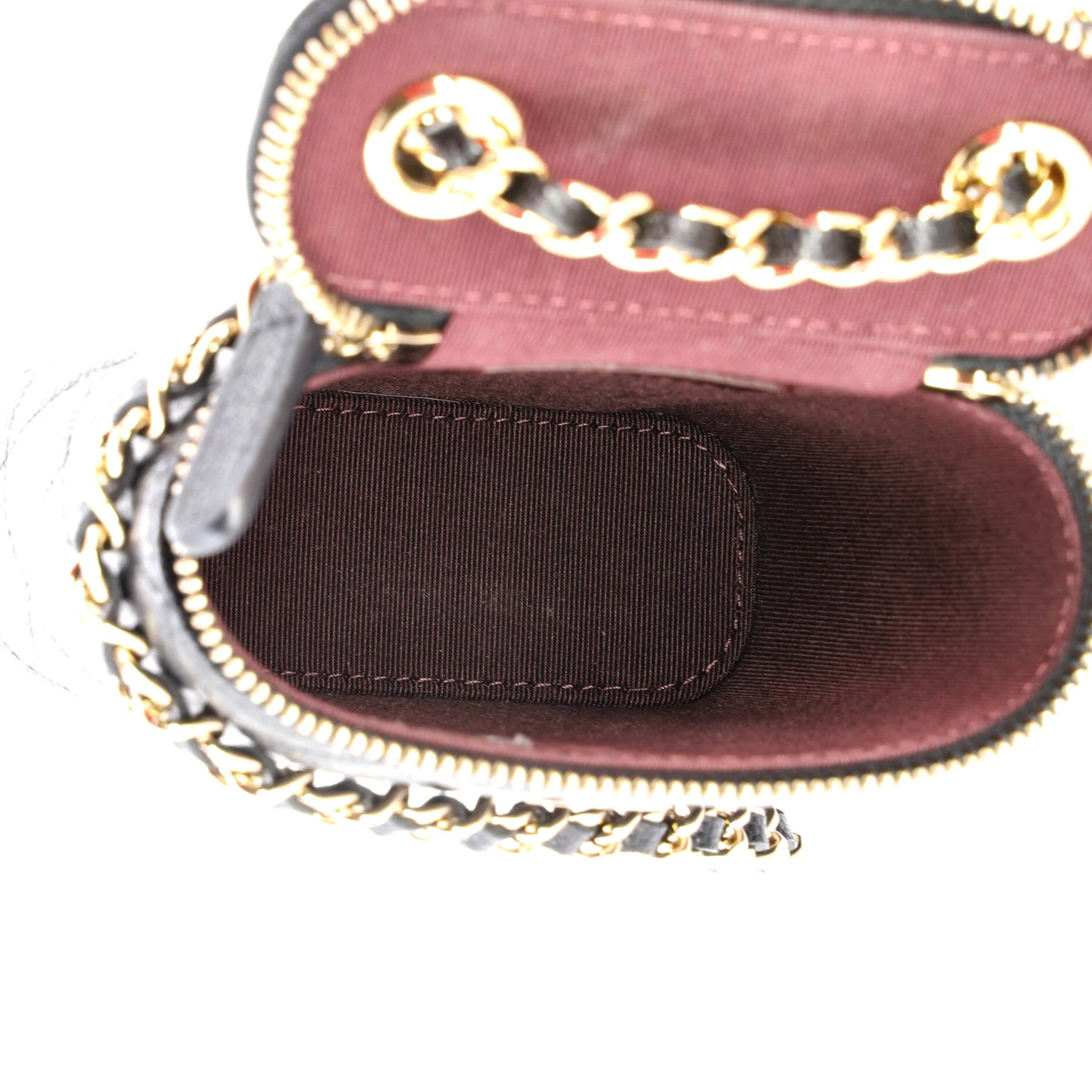 Vertical Classic Vanity Case with Chain Quilted Caviar Small - Image 5