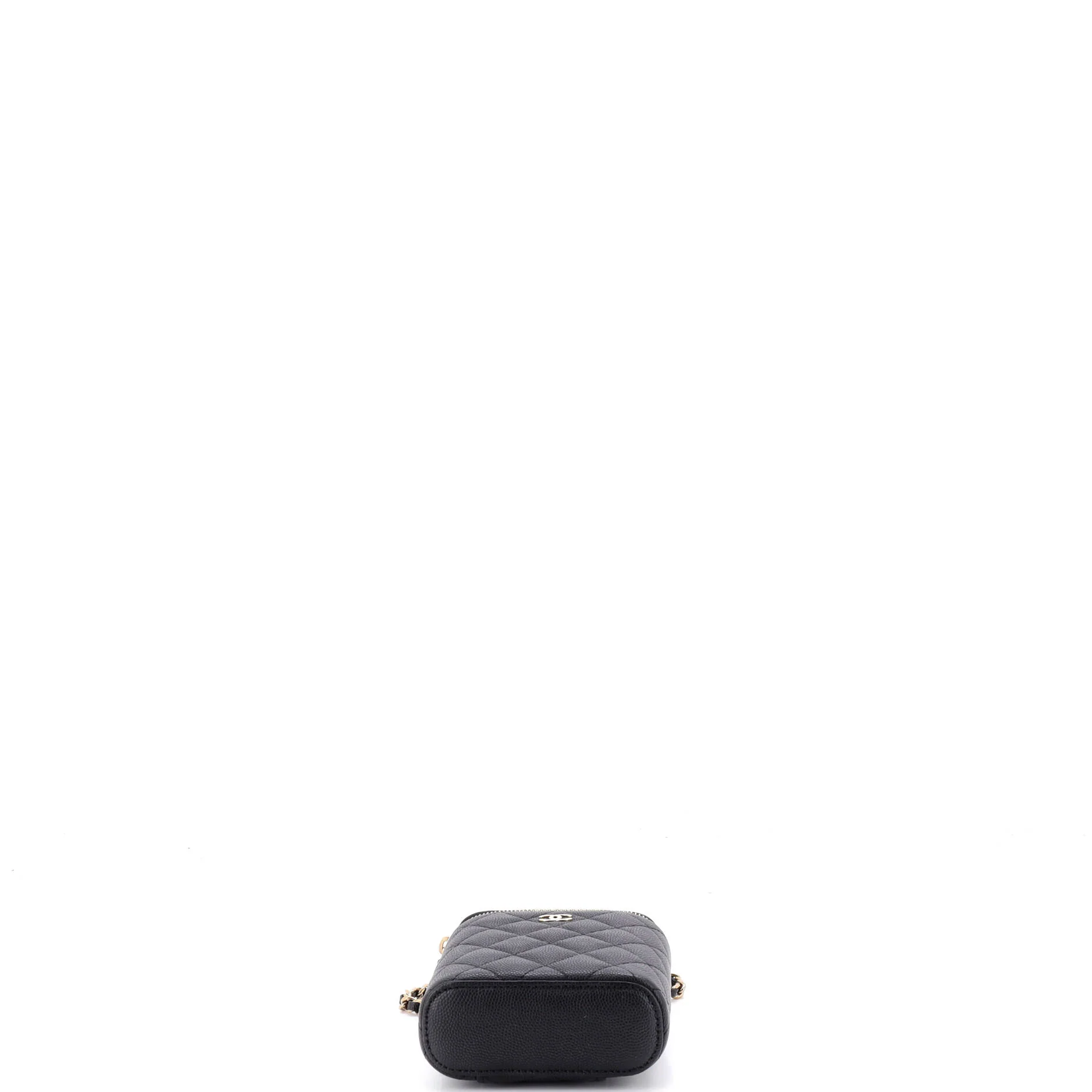 Vertical Classic Vanity Case with Chain Quilted Caviar Small - Image 4