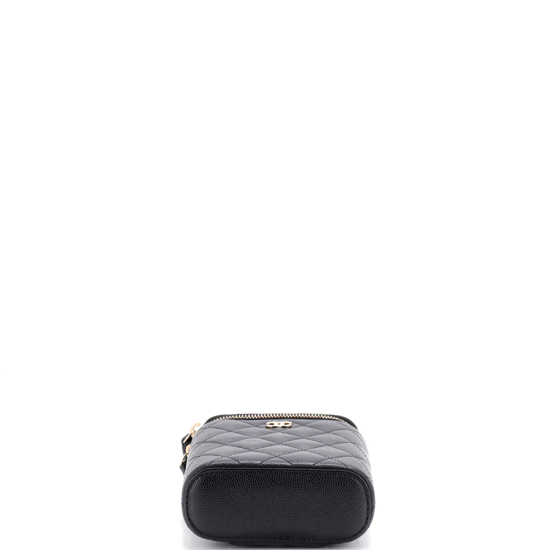 Vertical Classic Vanity Case with Chain Quilted Caviar Small - Image 4
