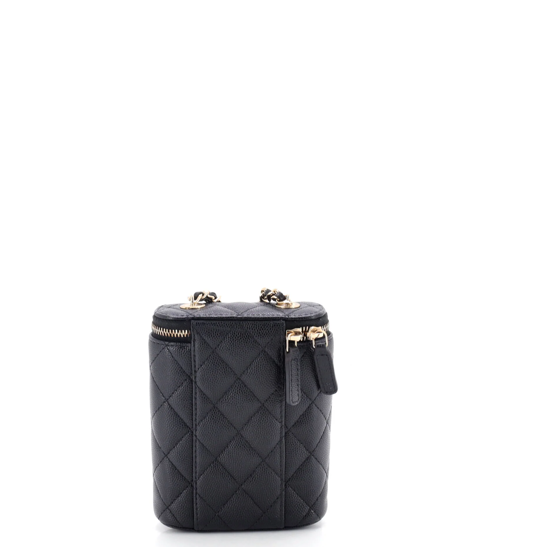 Vertical Classic Vanity Case with Chain Quilted Caviar Small - Image 3