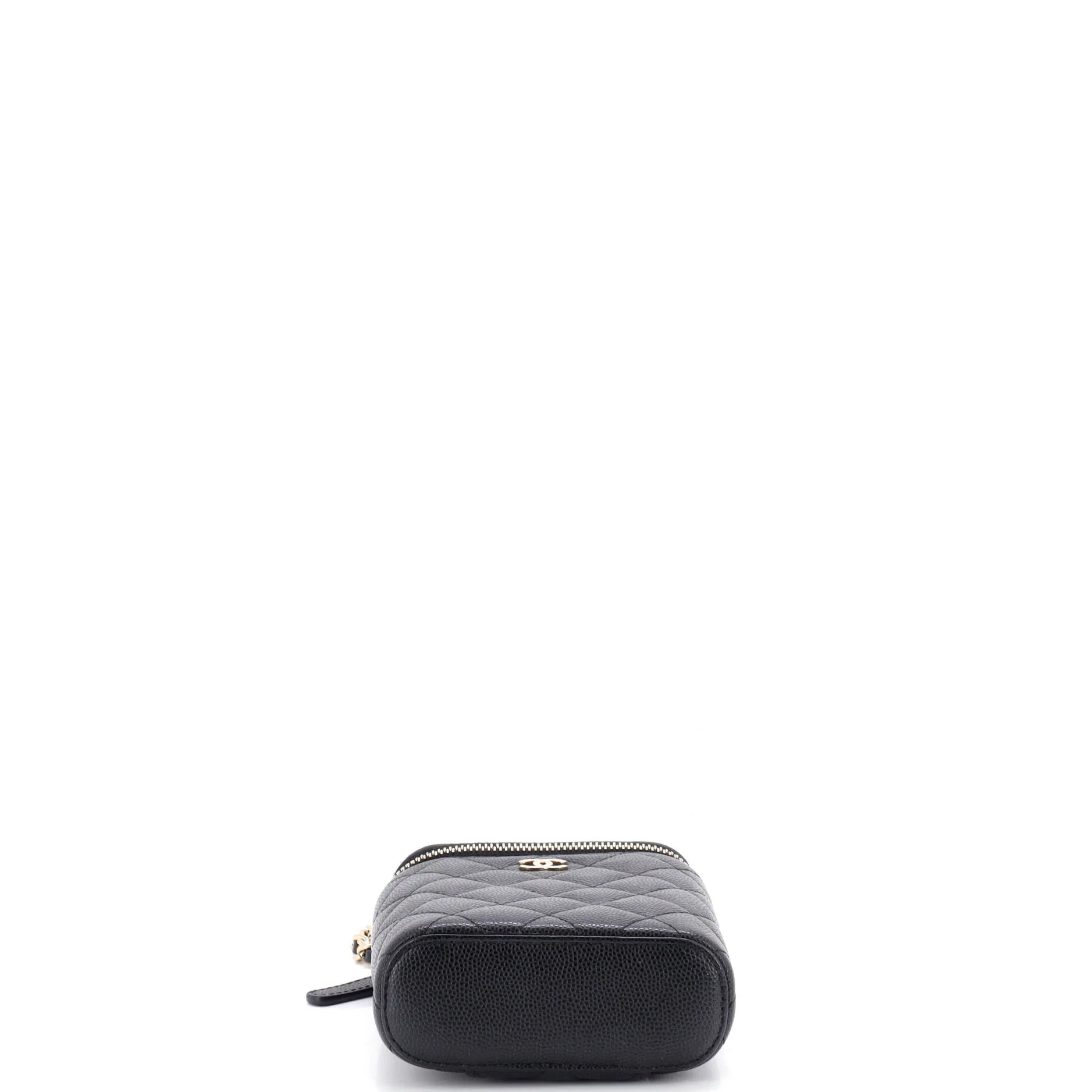 Vertical Classic Vanity Case with Chain Quilted Caviar Small - Image 4