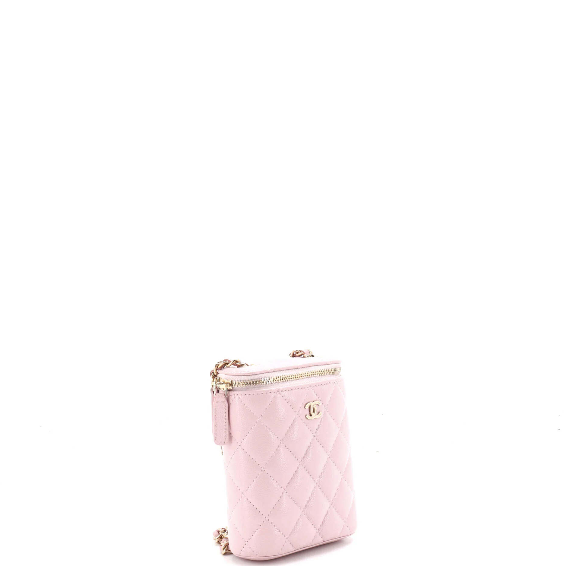 Vertical Classic Vanity Case with Chain Quilted Caviar Small - Image 2