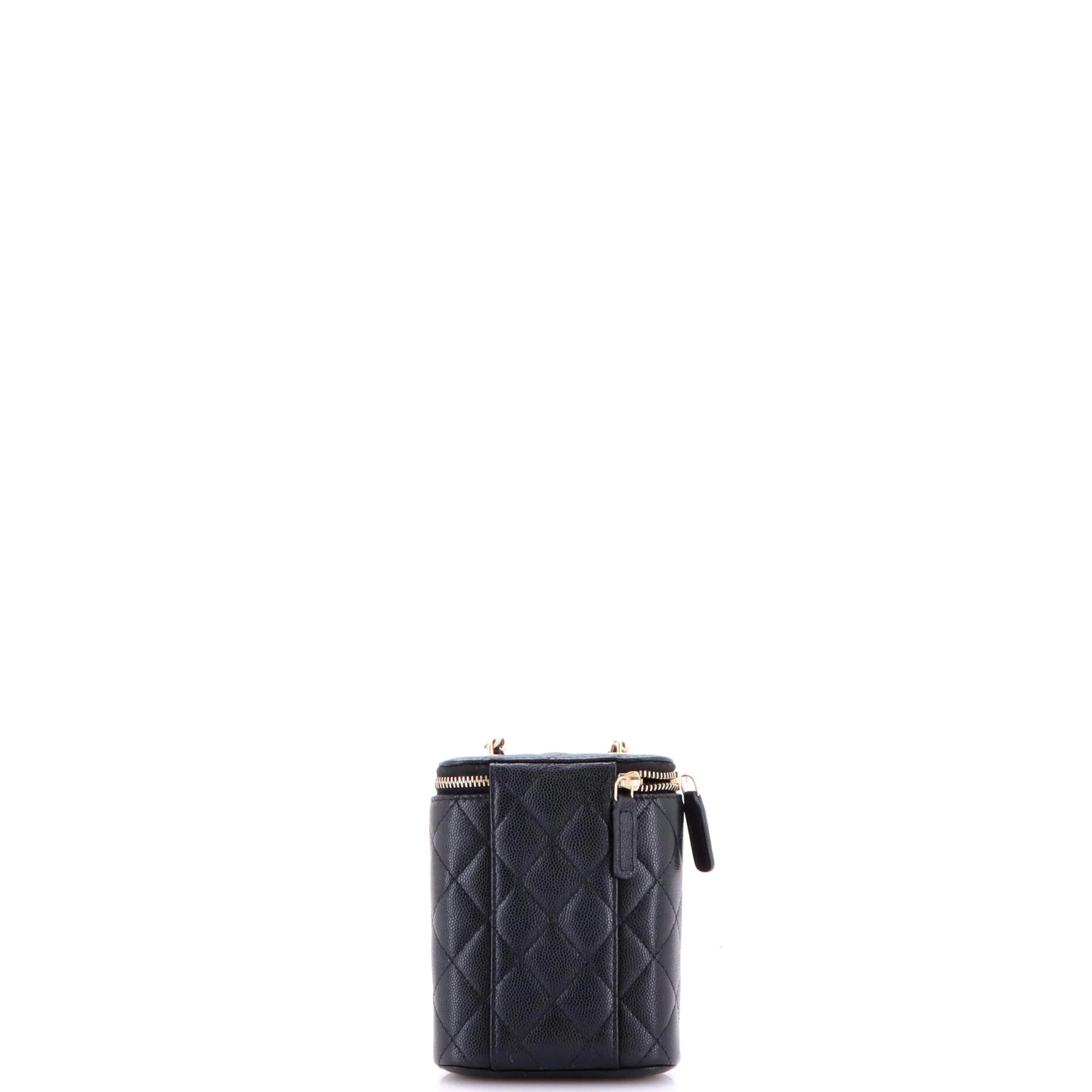 Vertical Classic Vanity Case with Chain Quilted Caviar Small - Image 3