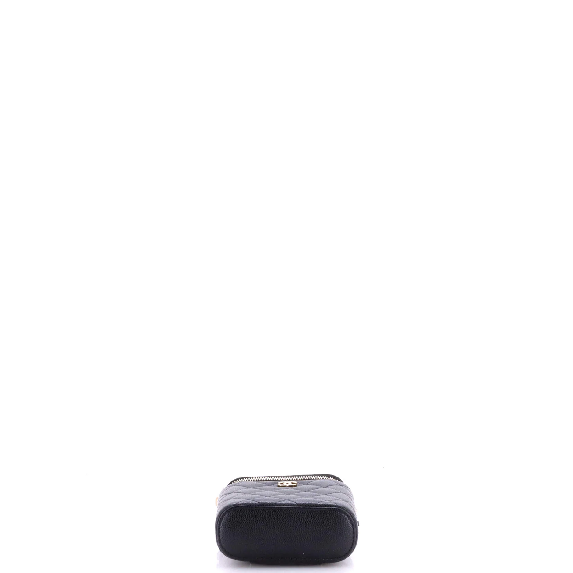 Vertical Classic Vanity Case with Chain Quilted Caviar Small - Image 4
