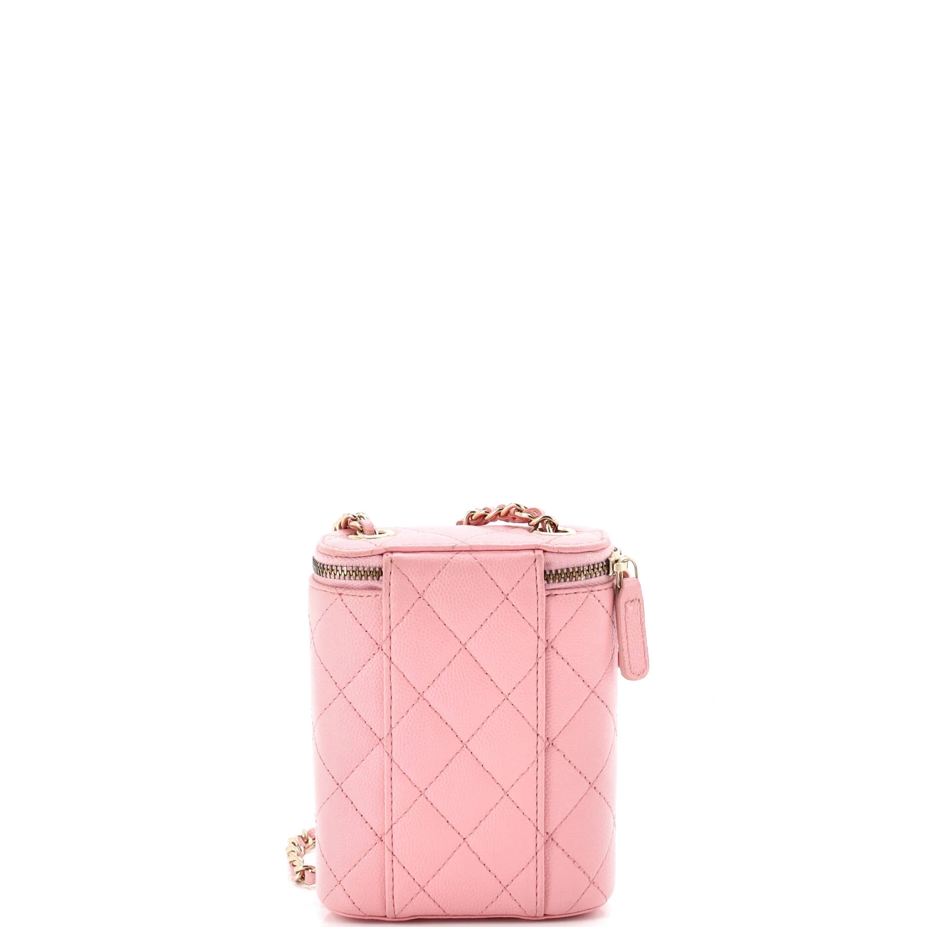 Vertical Classic Vanity Case with Chain Quilted Caviar Small - Image 3