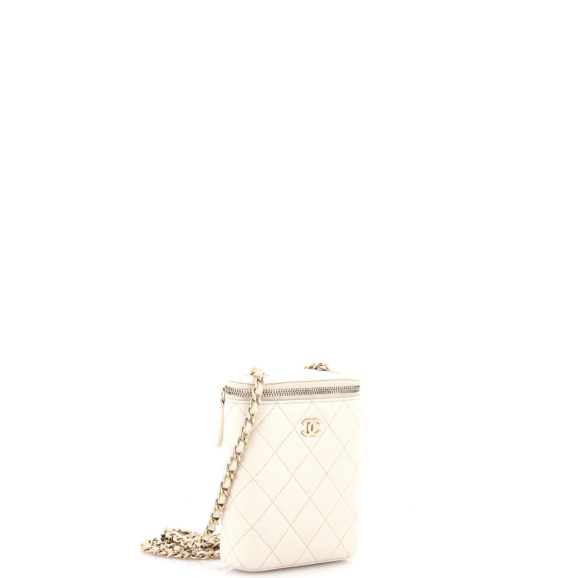 Vertical Classic Vanity Case with Chain Quilted Caviar Small - Image 2