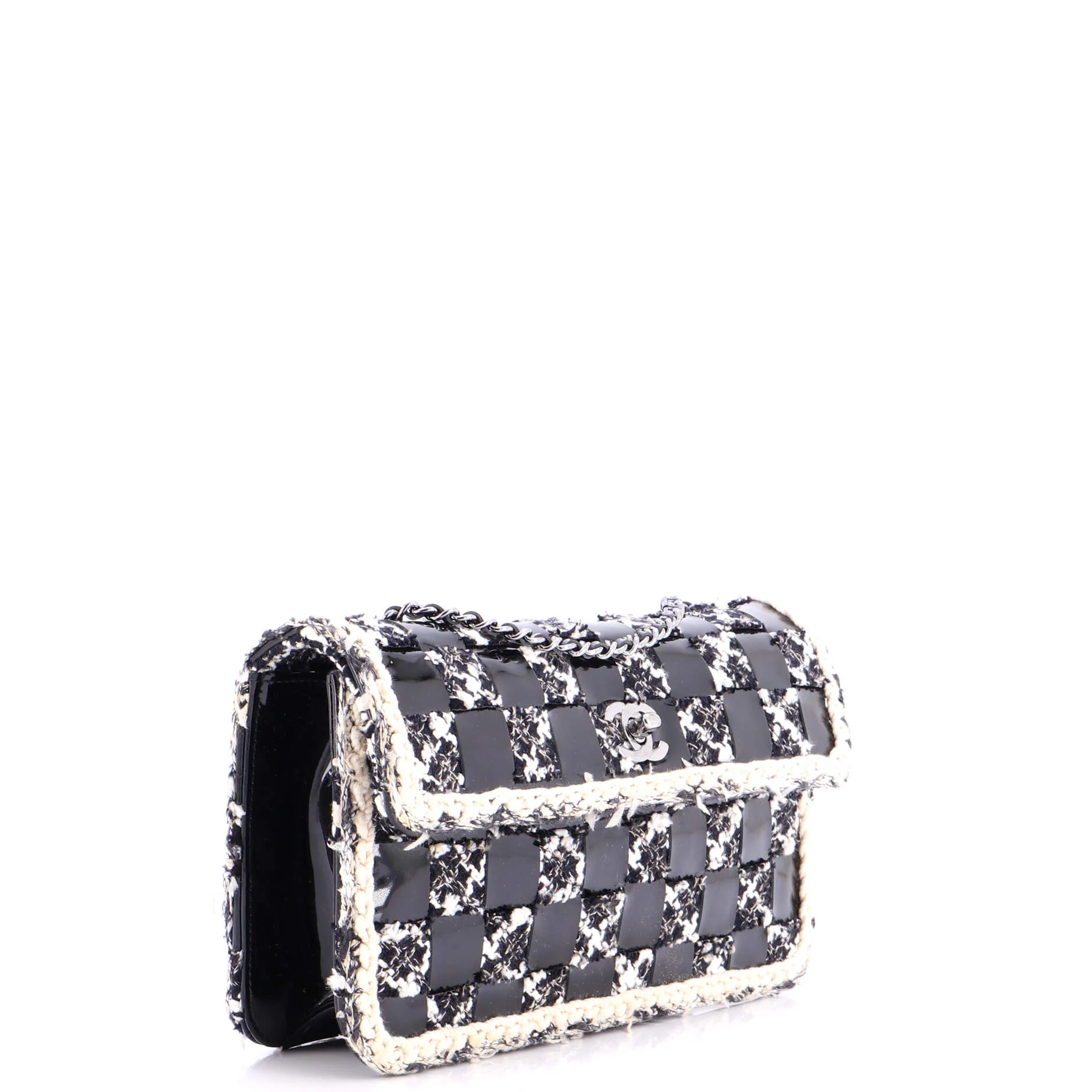 Vintage CC Chain Flap Bag Woven Leather and Patent Medium - Image 2