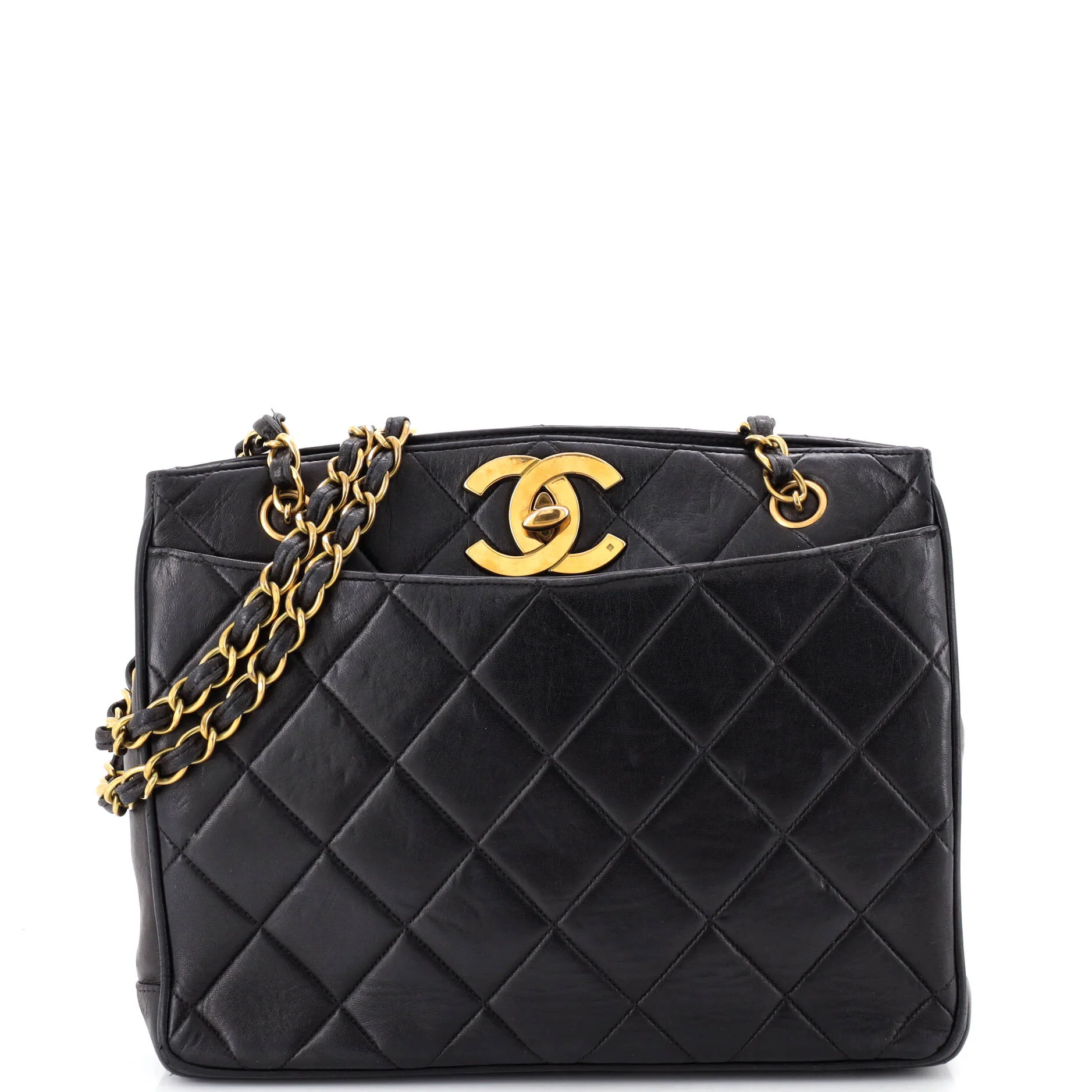 Vintage CC Lock Pocket Chain Tote Quilted Lambskin Medium