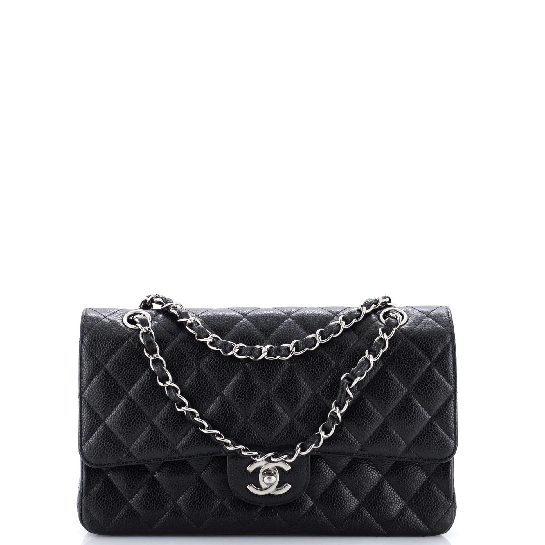 Vintage Classic Double Flap Bag Quilted Caviar Medium