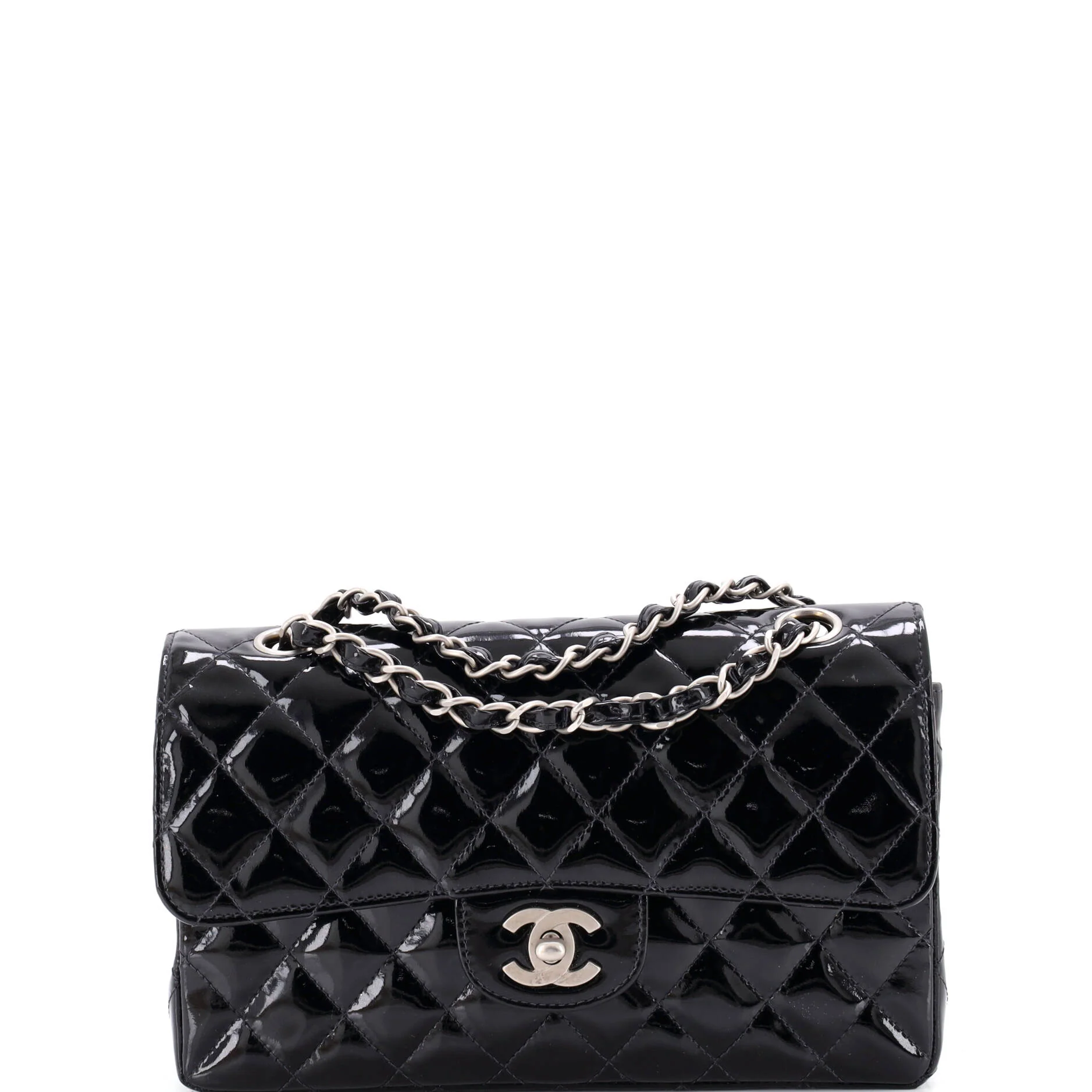Vintage Classic Double Flap Bag Quilted Patent Small