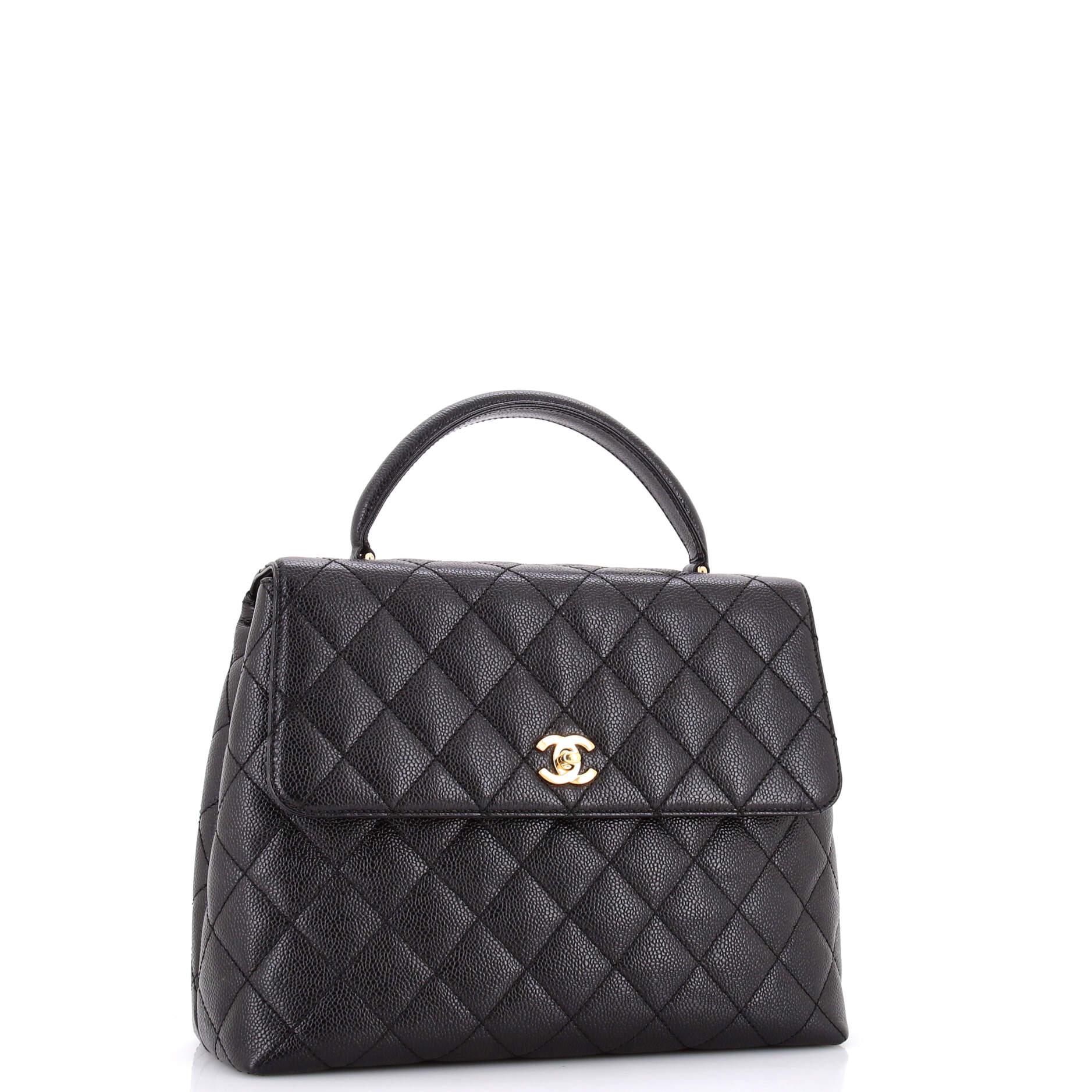 Vintage Classic Top Handle Flap Bag Quilted Caviar Jumbo - Image 2