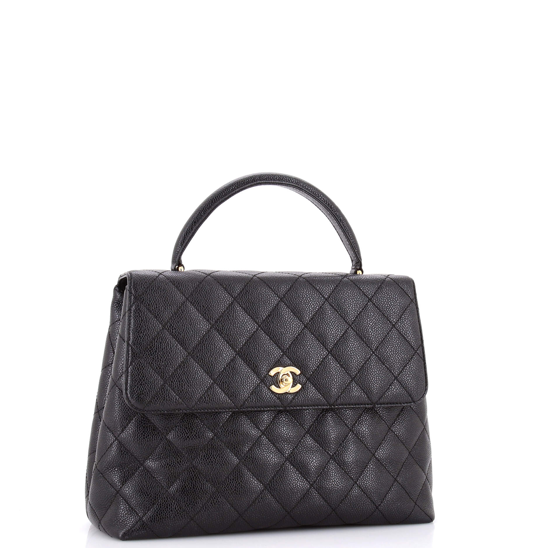 Vintage Classic Top Handle Flap Bag Quilted Caviar Jumbo - Image 2