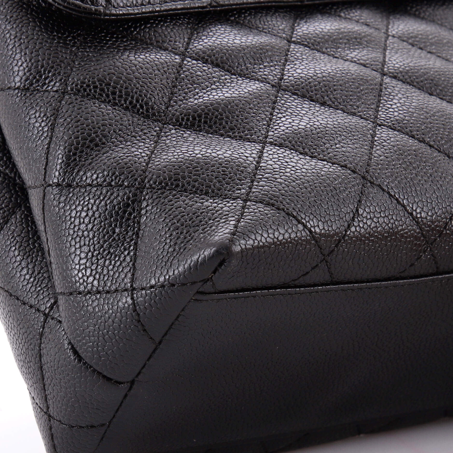 Vintage Classic Top Handle Flap Bag Quilted Caviar Jumbo - Image 6