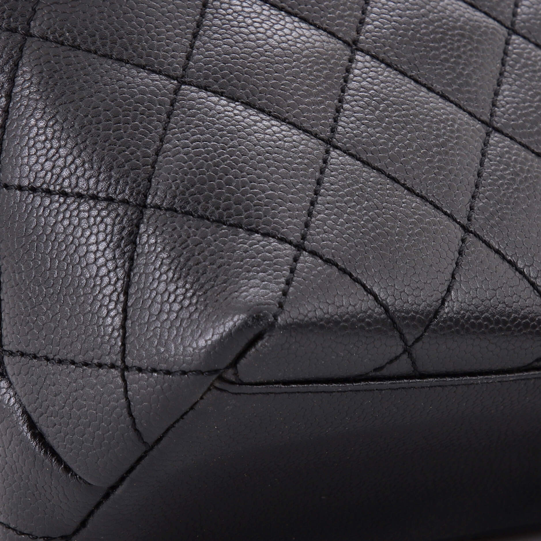 Vintage Classic Top Handle Flap Bag Quilted Caviar Jumbo - Image 6