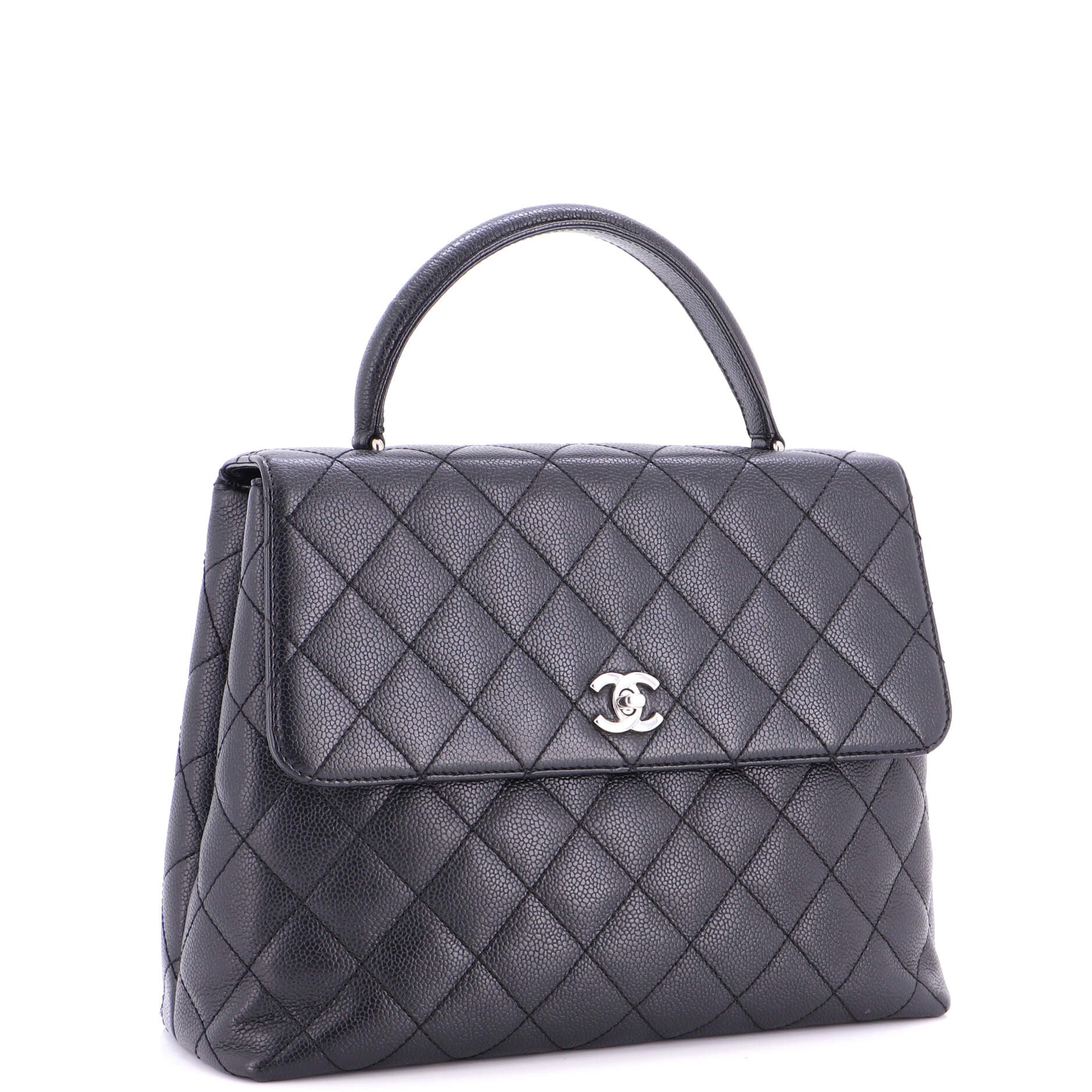 Vintage Classic Top Handle Flap Bag Quilted Caviar Jumbo - Image 3