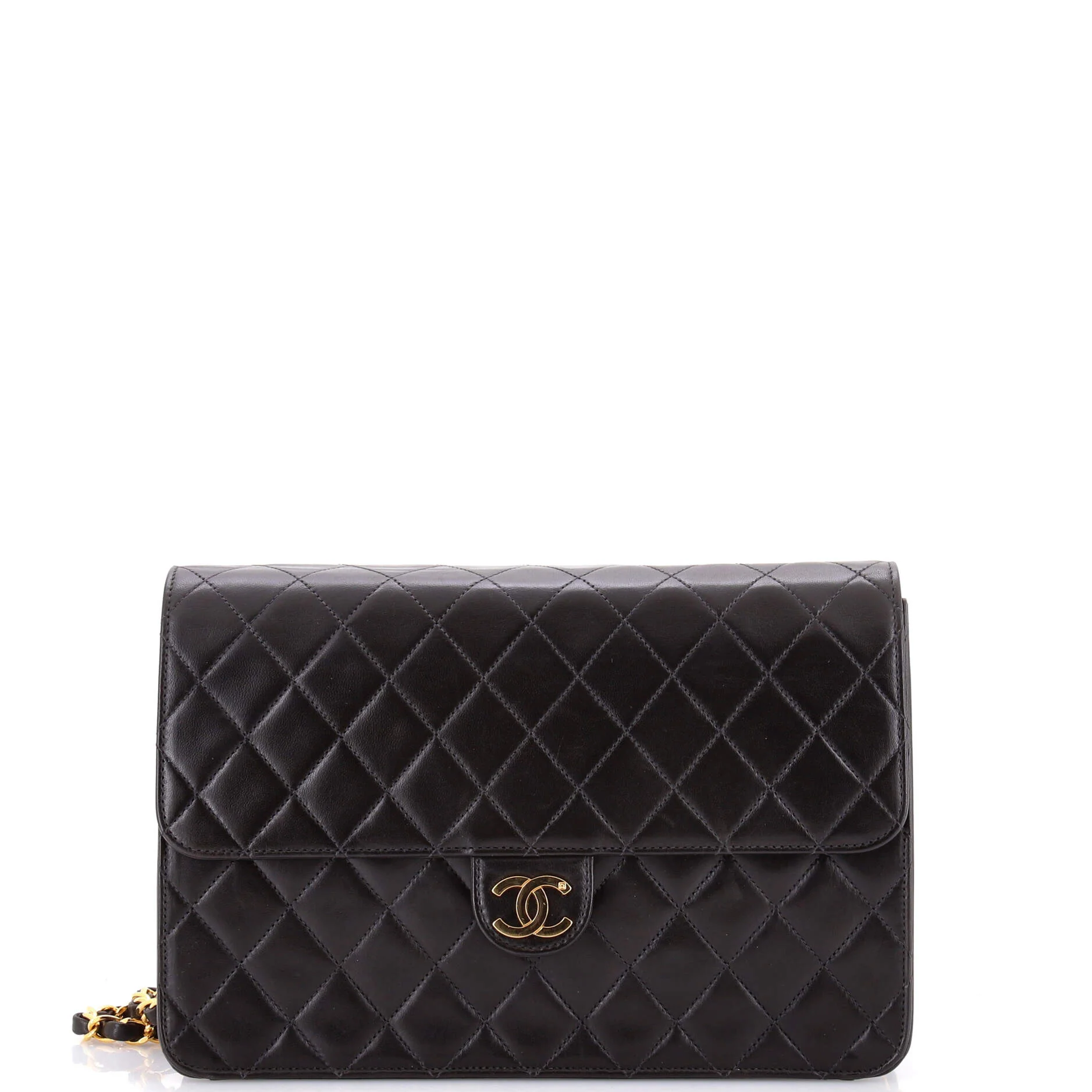 Vintage Clutch with Chain Quilted Leather Medium