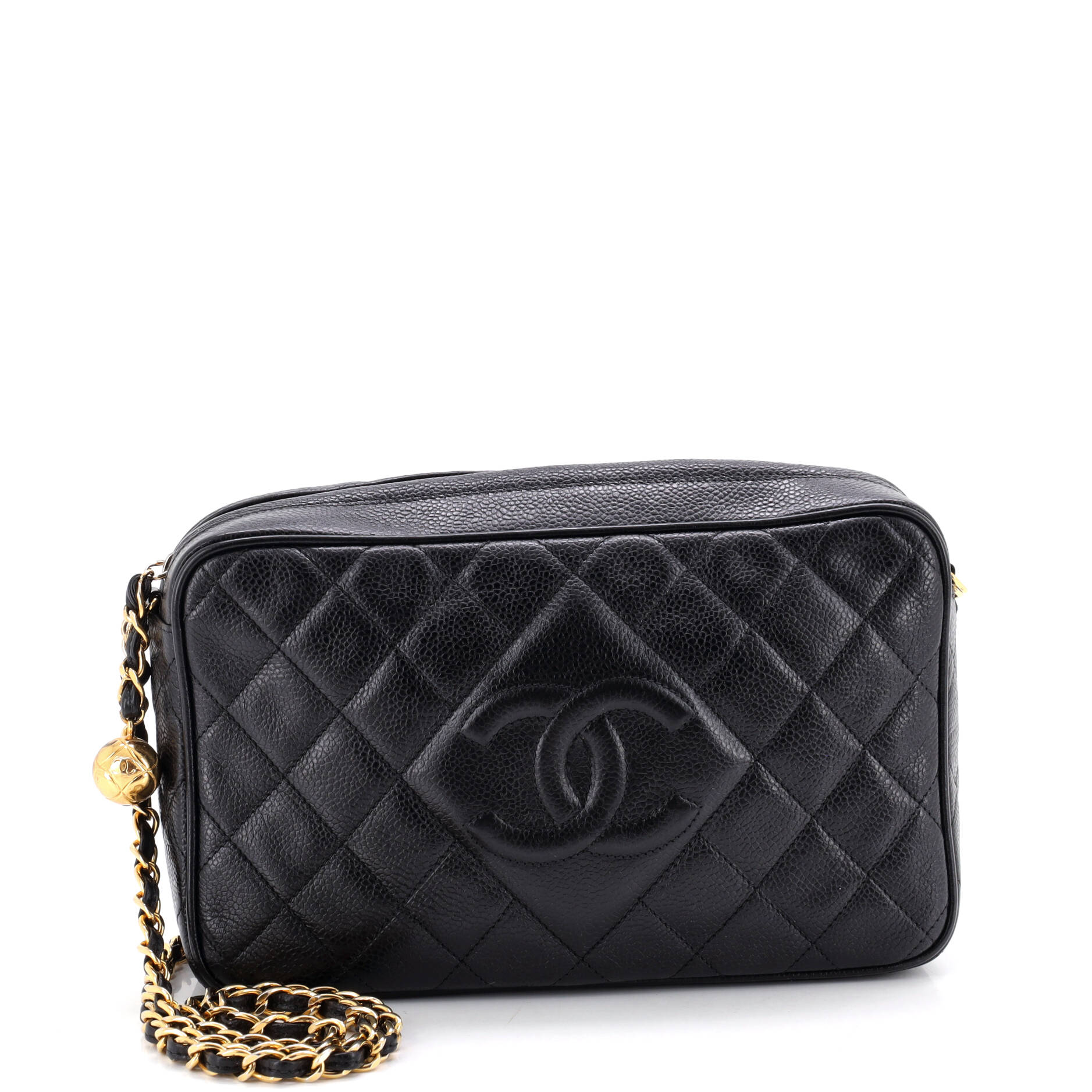 Vintage Diamond CC Camera Bag Quilted Caviar Small