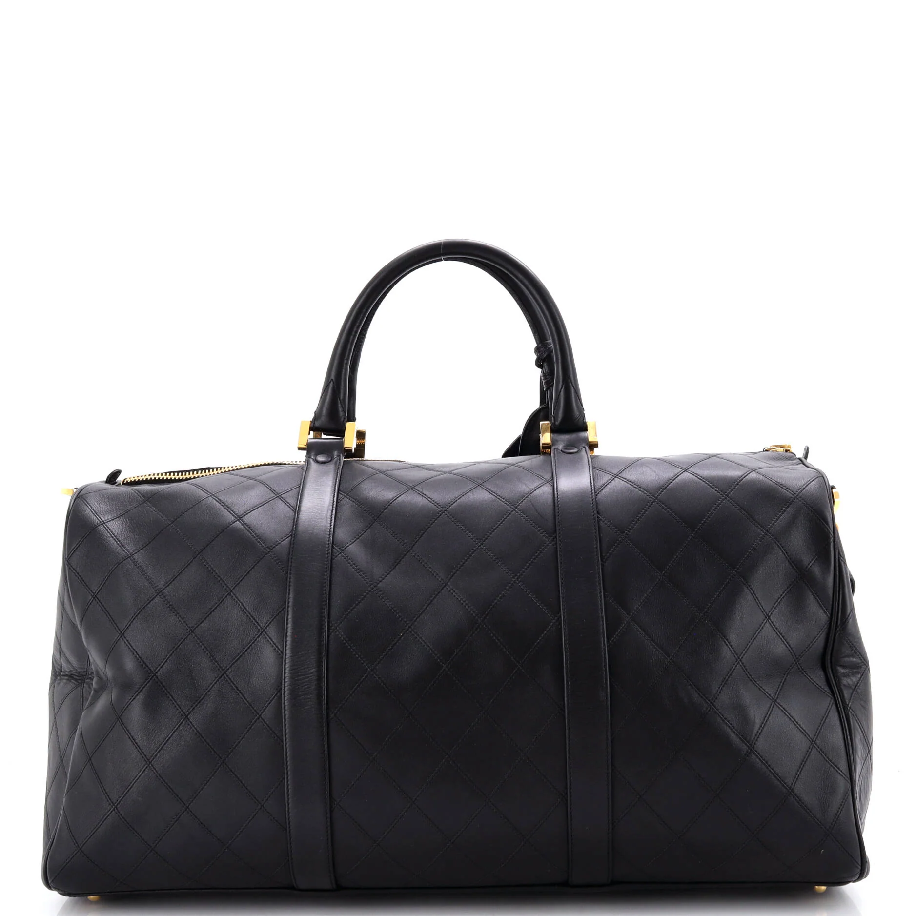 Vintage Diamond Stitch Boston Bag Quilted Lambskin Large - Image 3