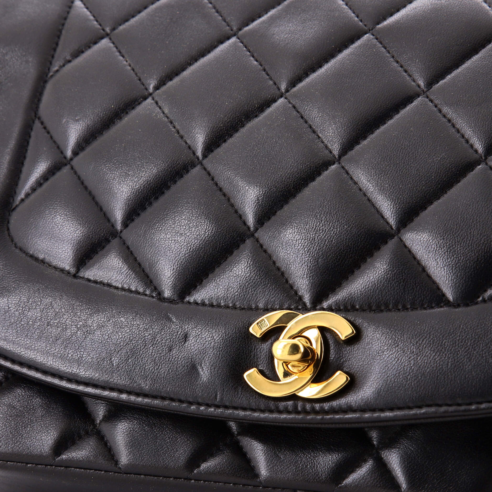 Vintage Diana Flap Bag Quilted Lambskin Medium - Image 8