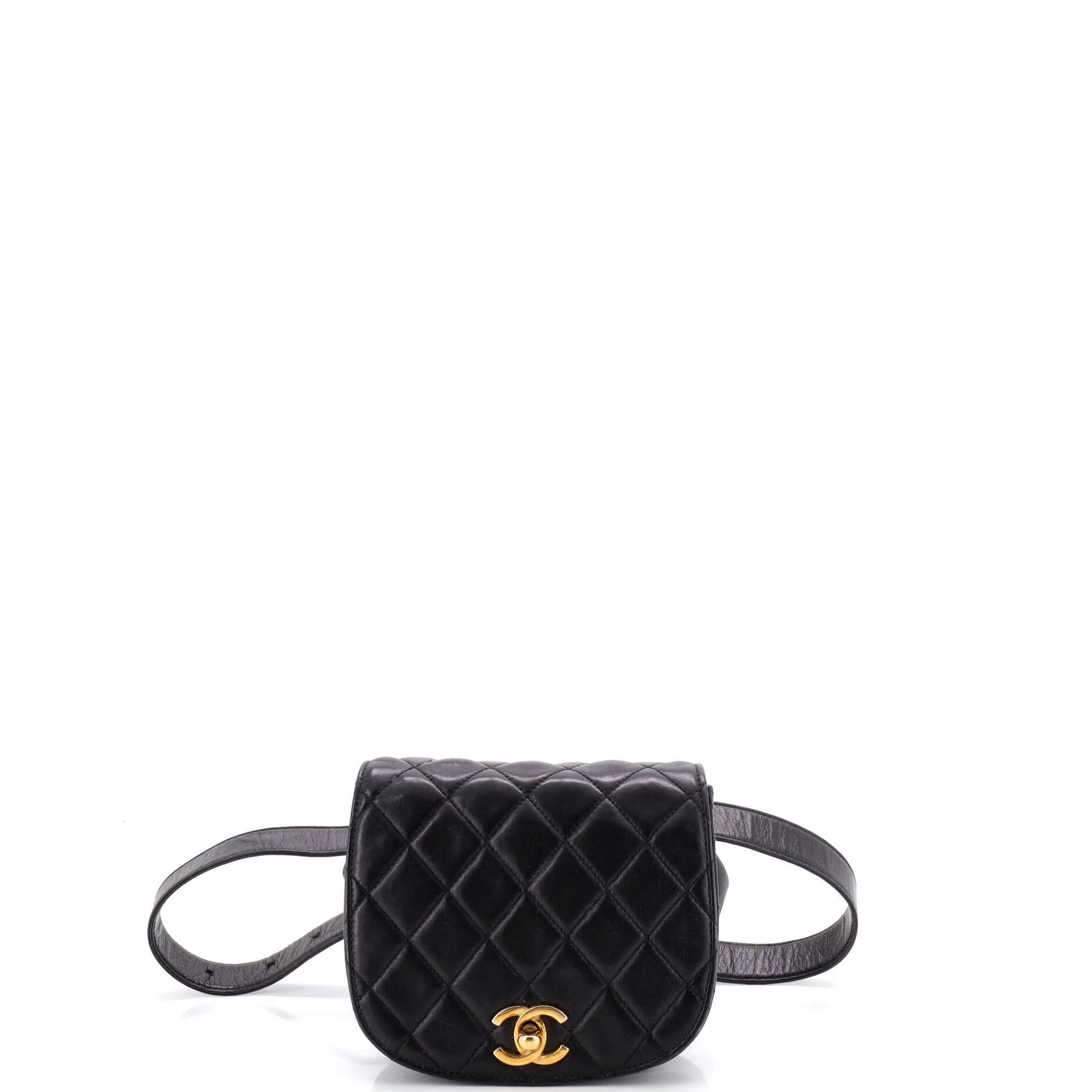 Vintage Flap Belt Bag Quilted Leather Small