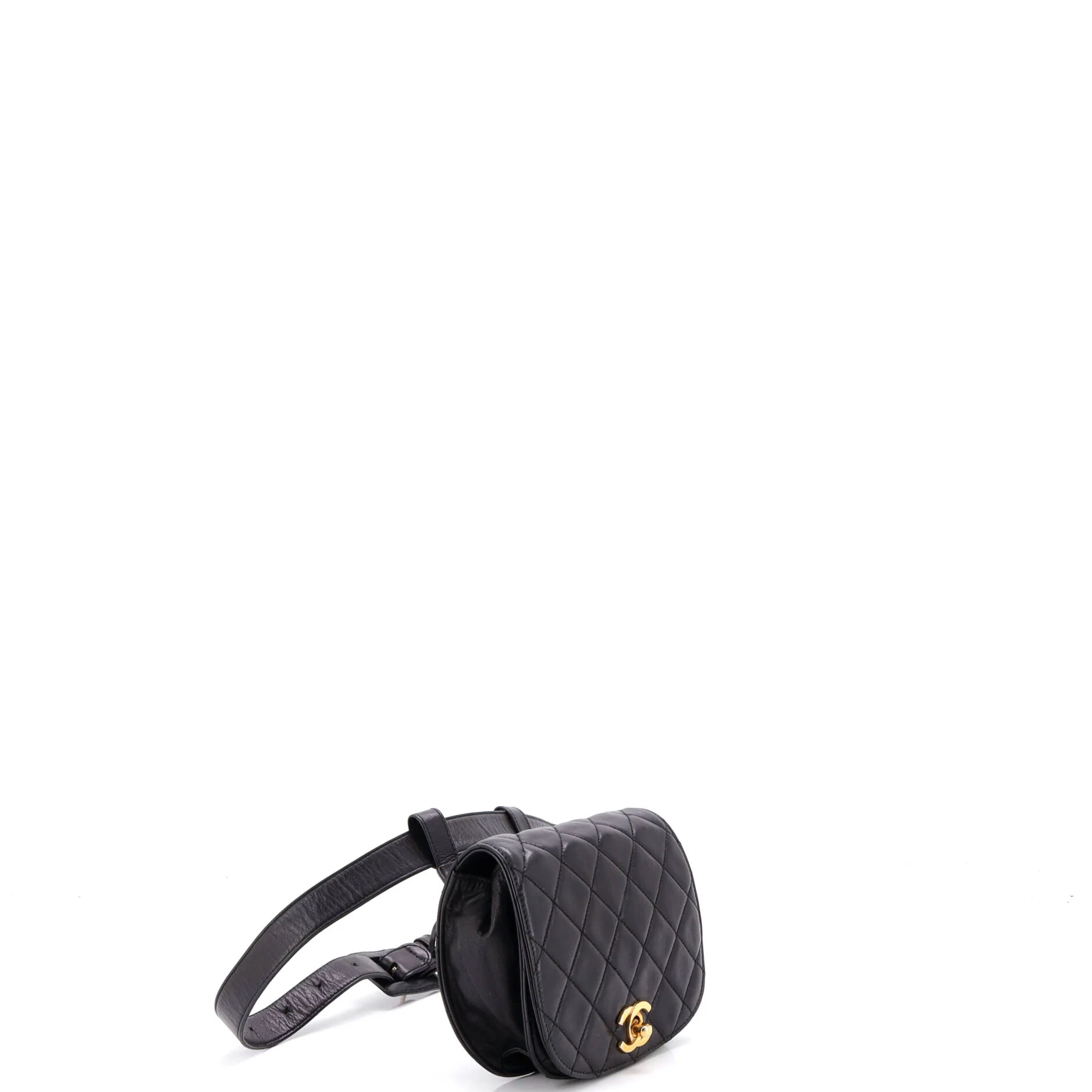 Vintage Flap Belt Bag Quilted Leather Small - Image 2