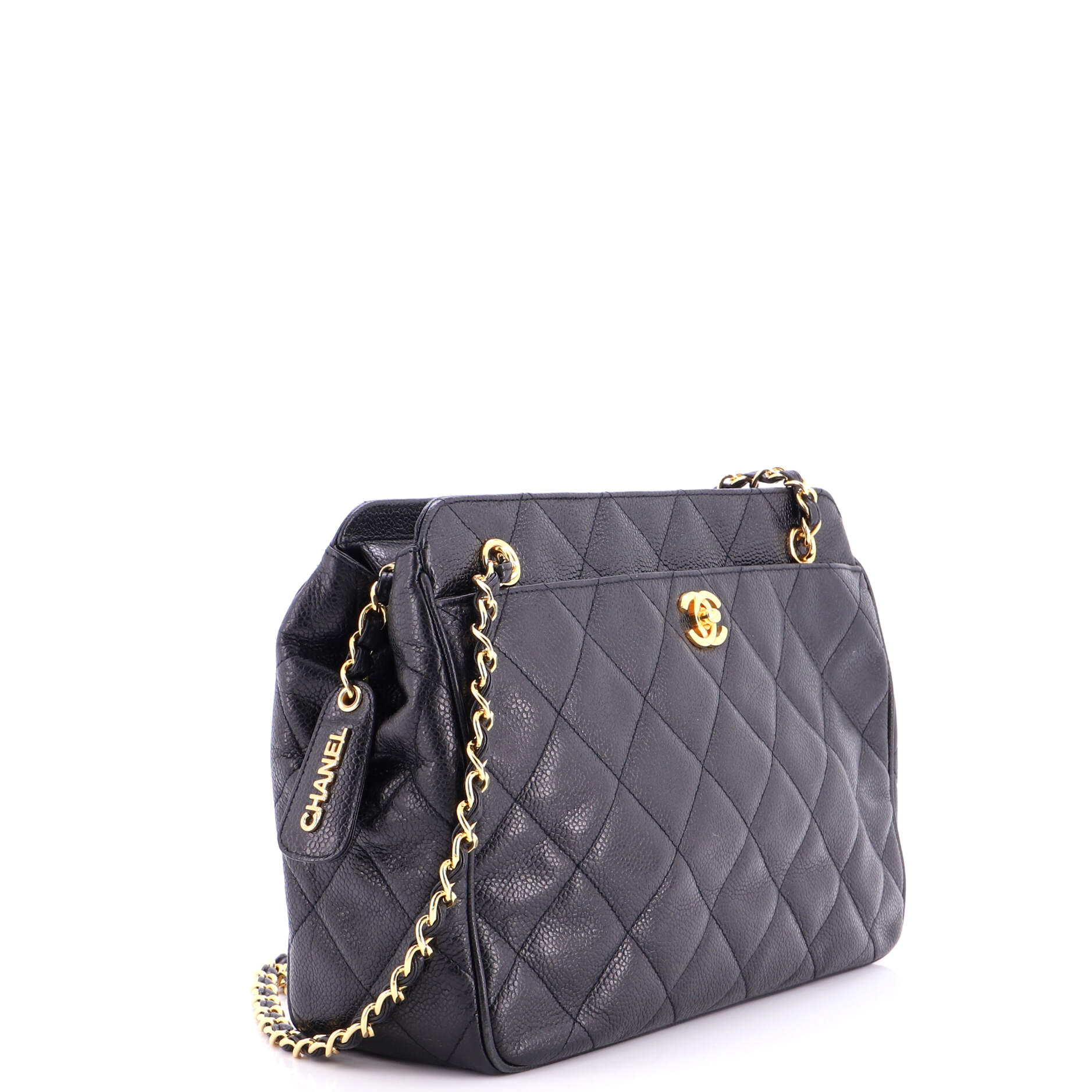 Vintage Front Pocket Shoulder Bag Quilted Caviar Small - Image 3