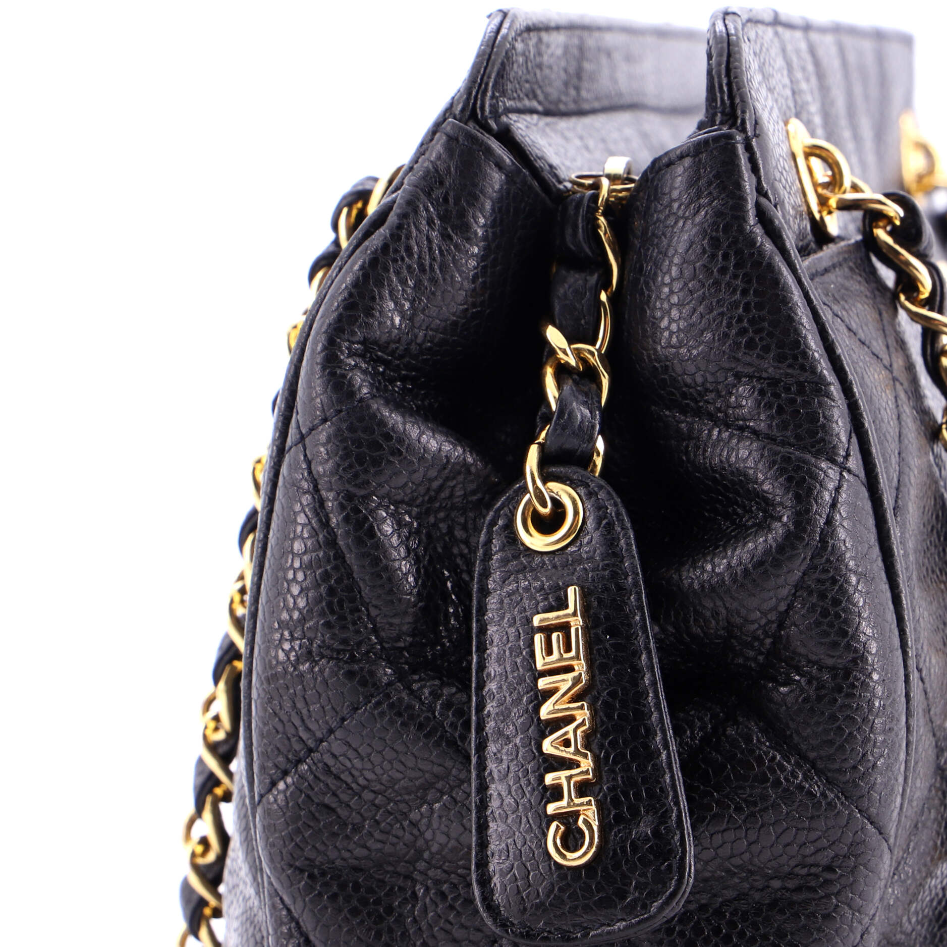 Vintage Front Pocket Shoulder Bag Quilted Caviar Small - Image 8